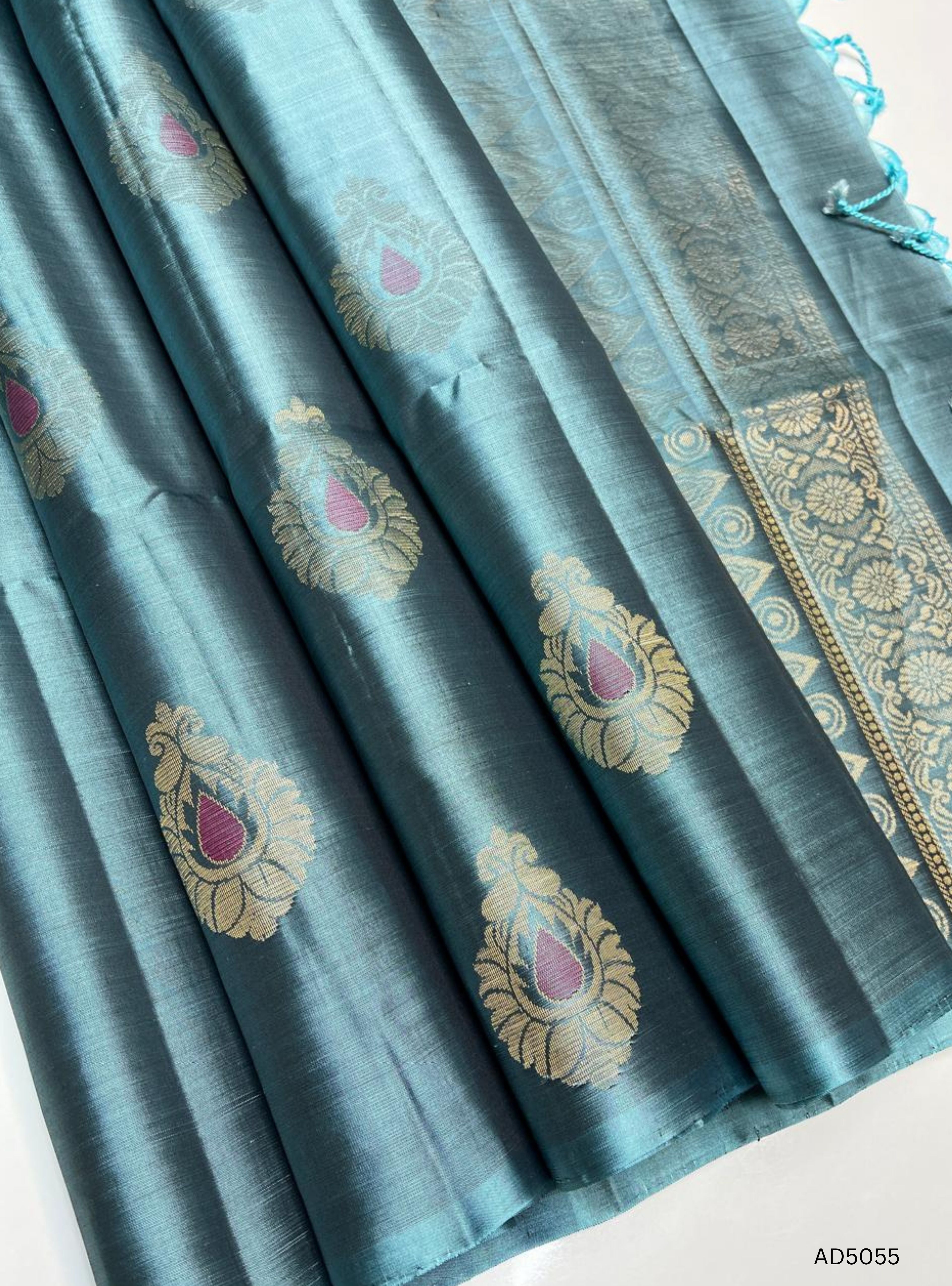 Cadet Blue - Soft Silk Saree