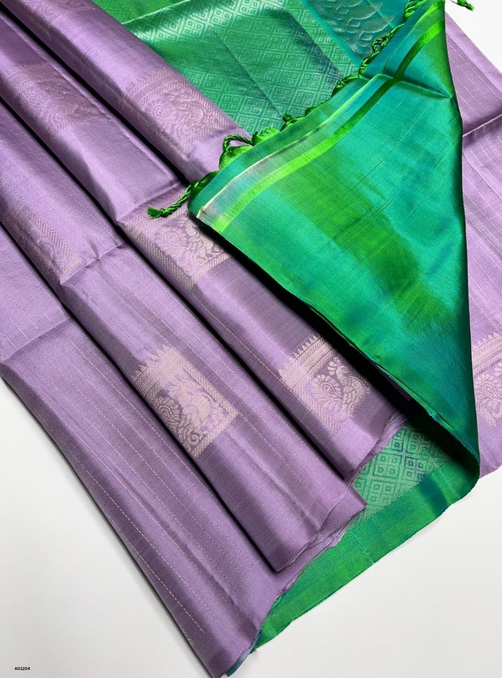 Lilac & Green - Soft Silk Saree