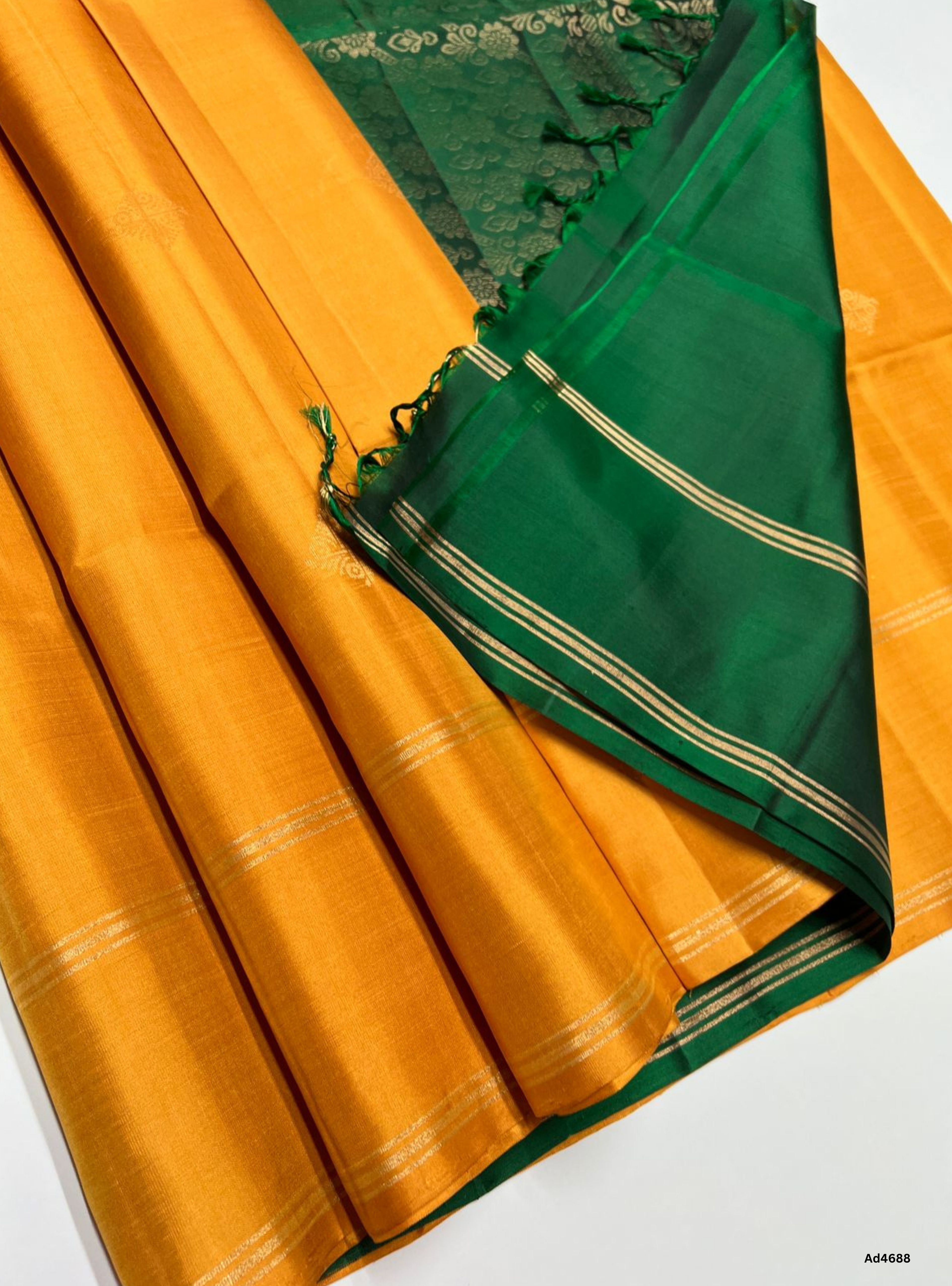 Mustard & Green - Soft Silk Saree