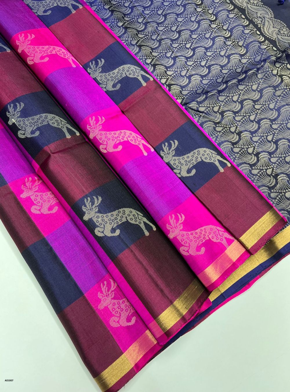 Pink, Magenta & Purple -  Soft Silk Saree