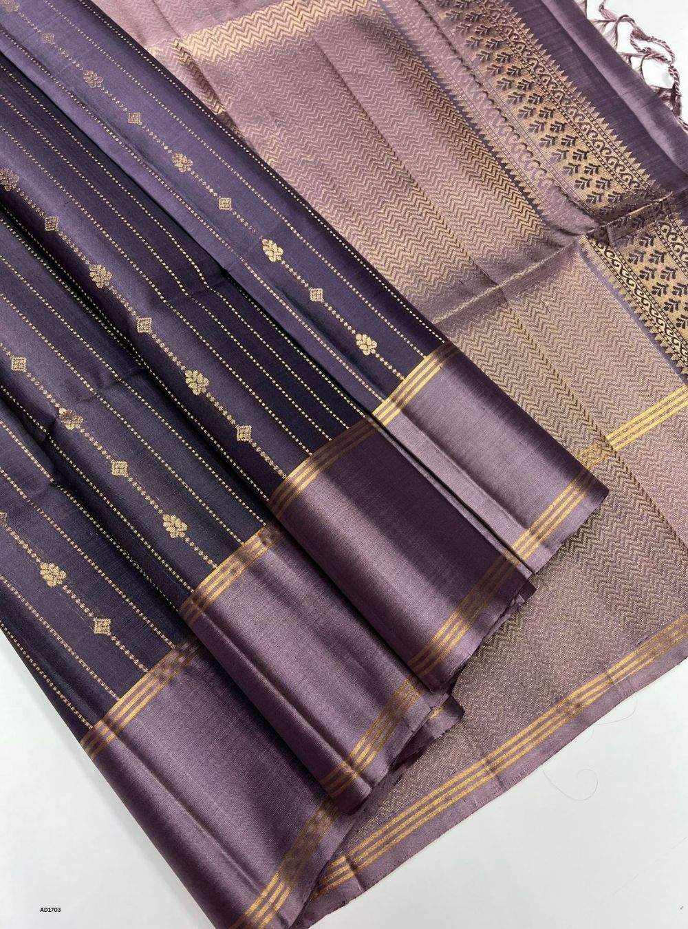 Dark Lilac & Light Lilac - Soft Silk Saree