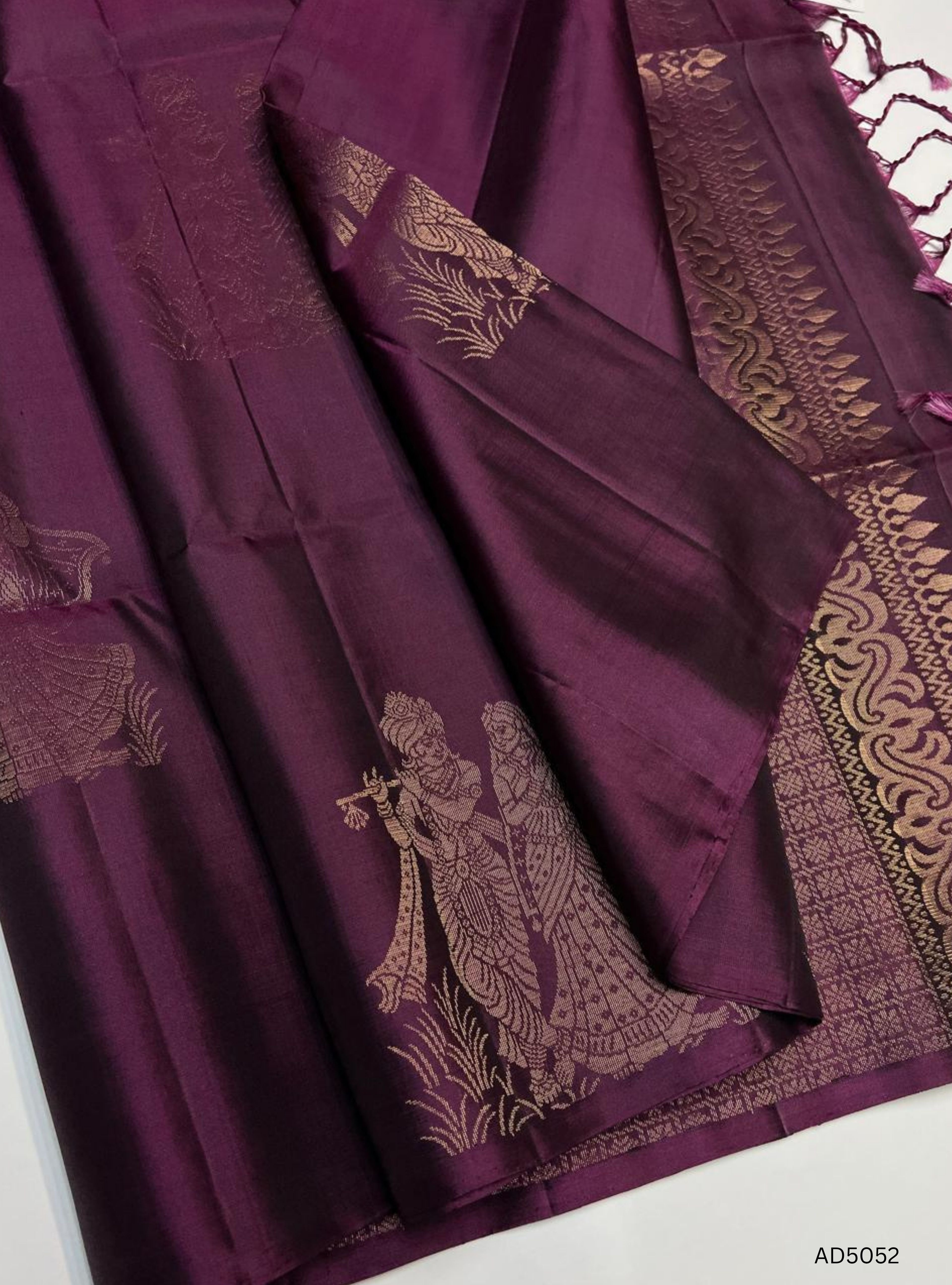 Magenta Purple - Fancy Border Soft Silk  Saree