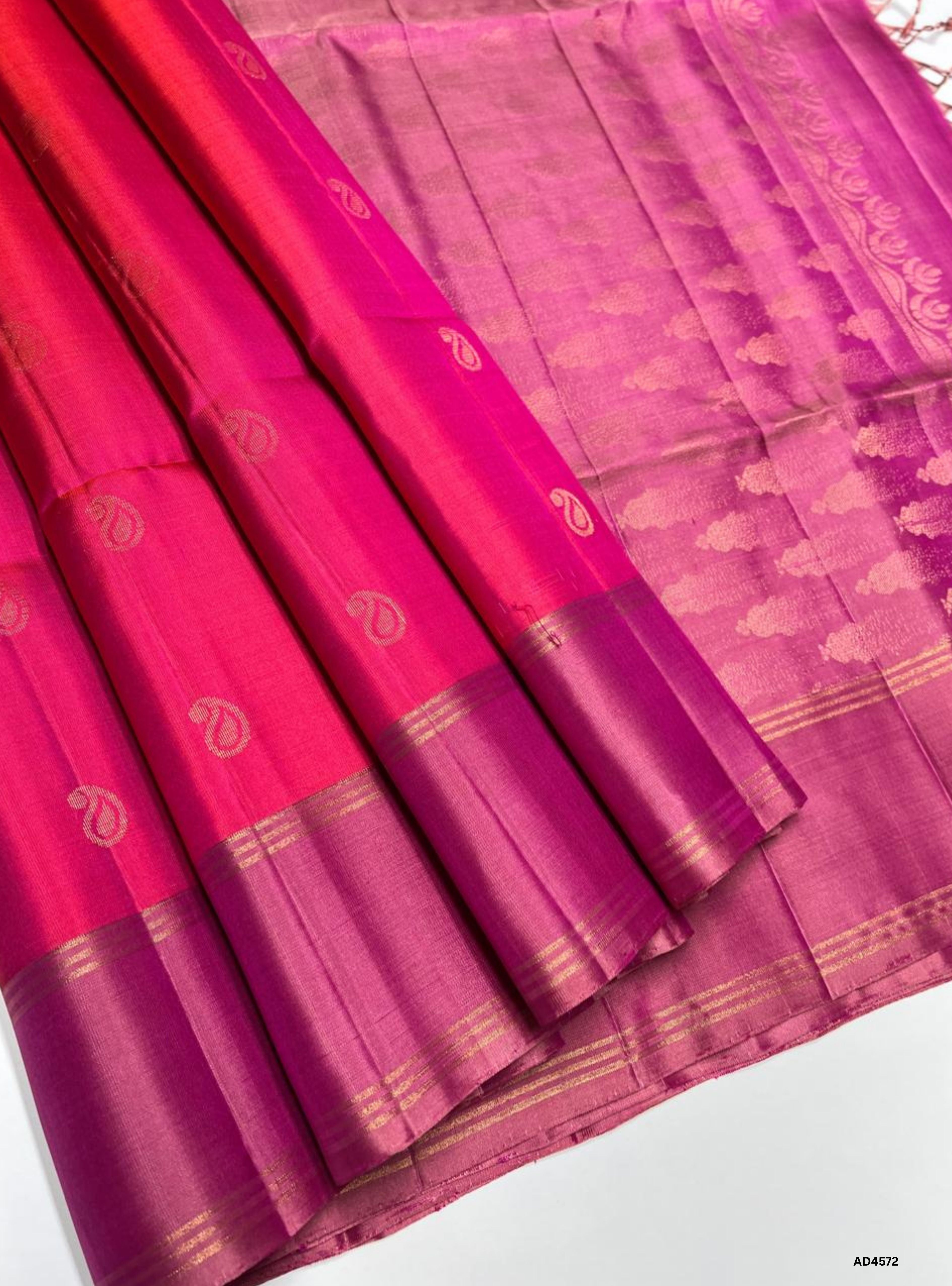 Orangish Pink & Dual Tone Pink - Soft Silk Saree