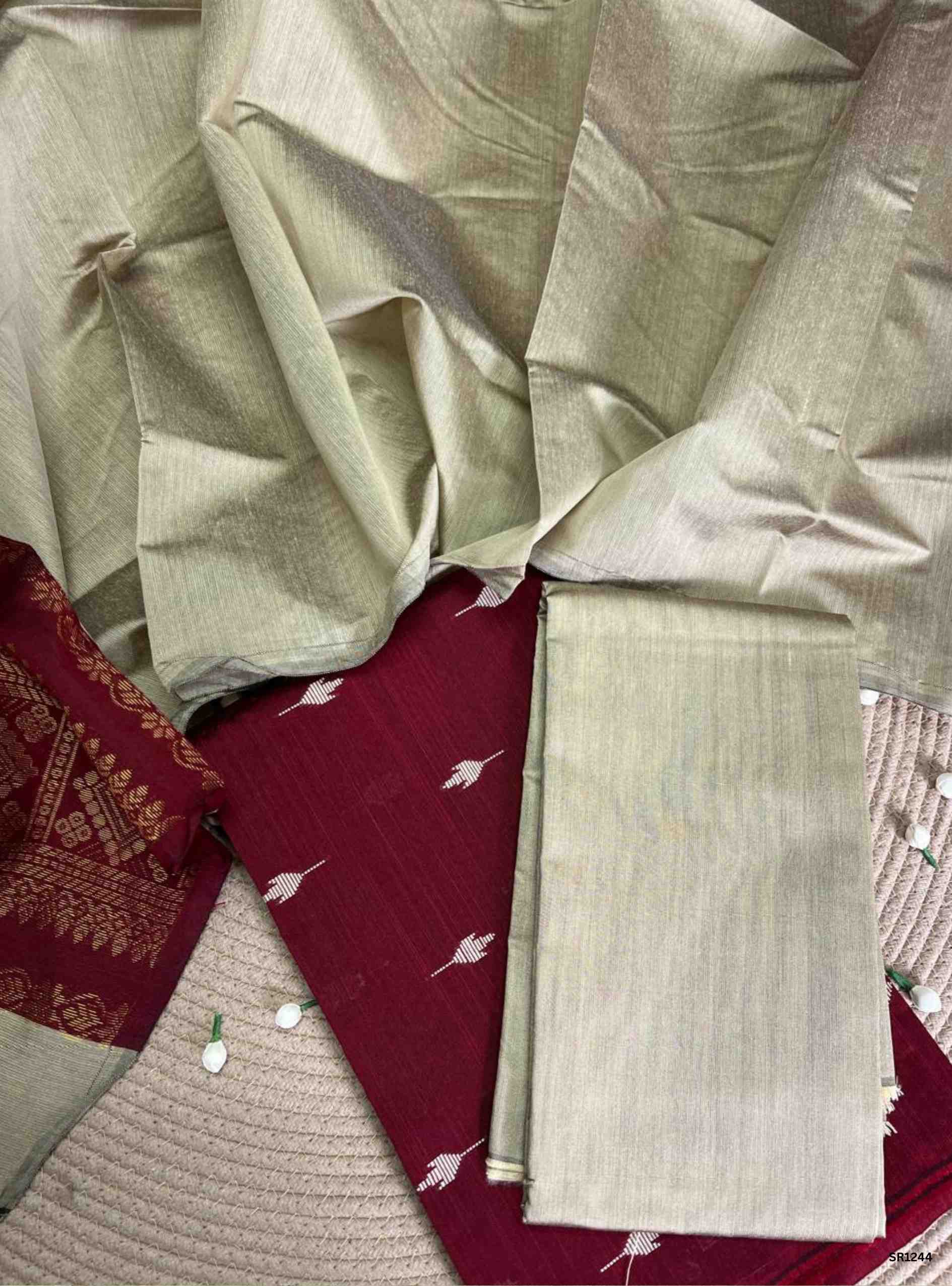 Maroon - Raw Silk Unstiched Suit 3 Pc Set
