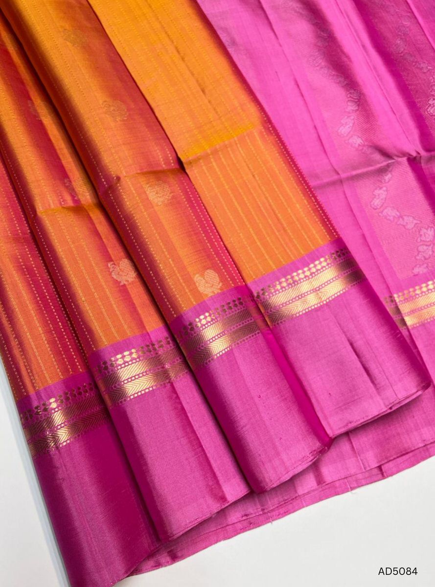 Orange & Pink - Fancy Border Soft Silk Saree