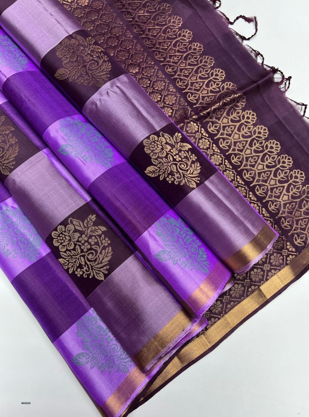 Violet & Dark Plum - Soft Silk Saree