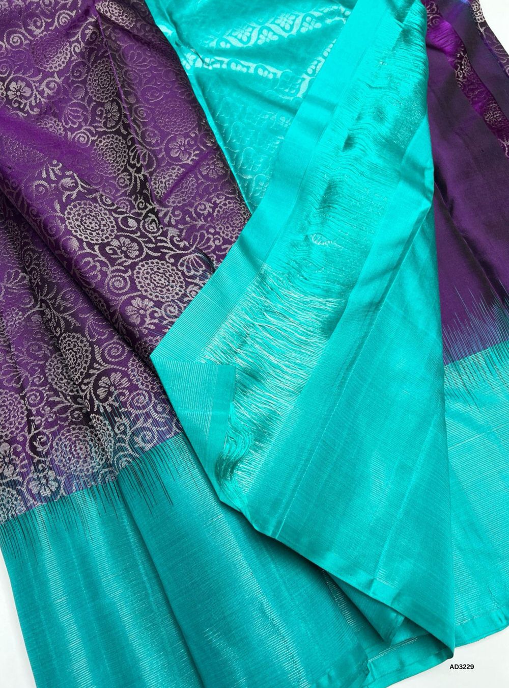 Plum & Turquoise - Soft Silk Saree