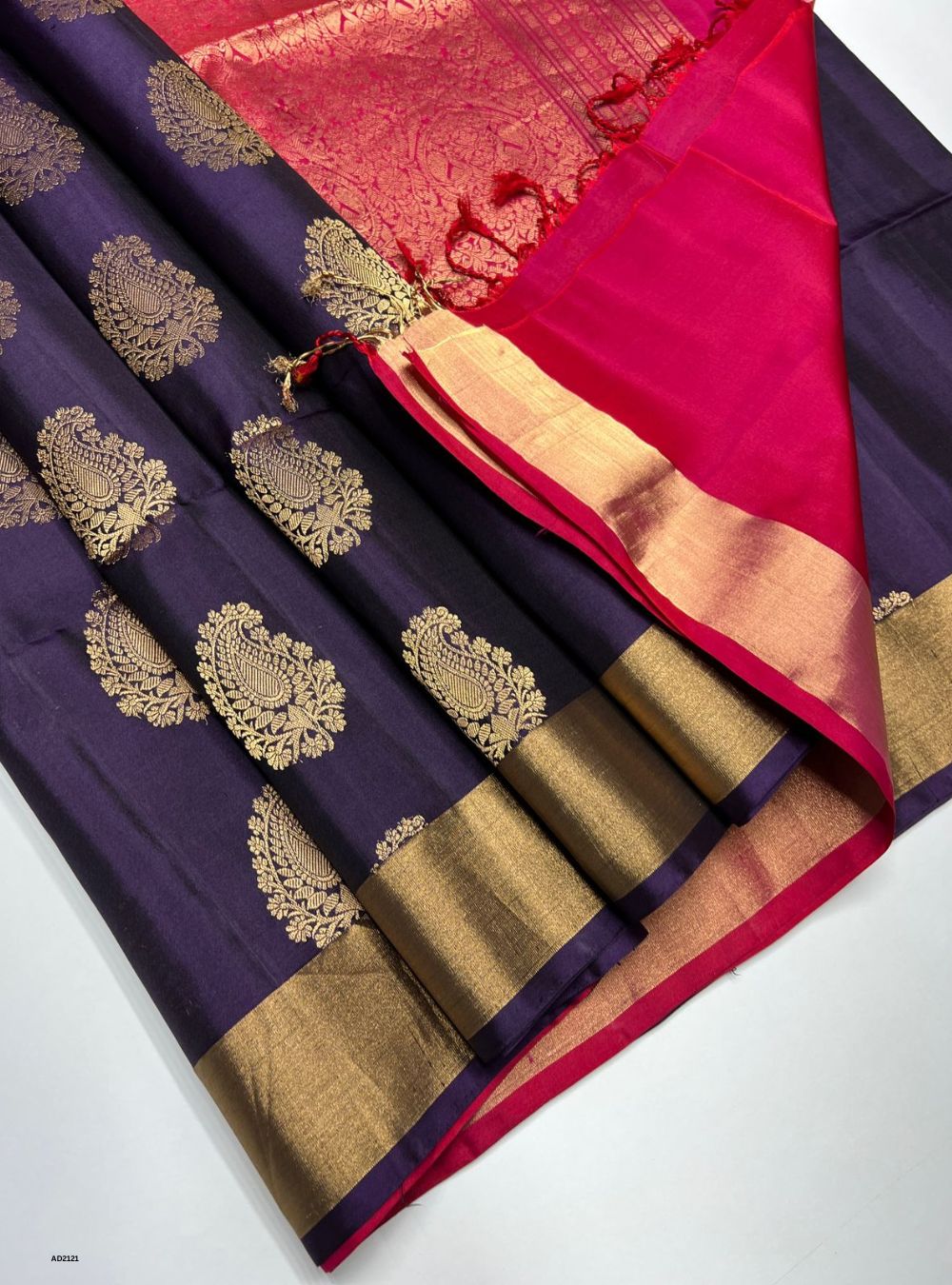 Purple & Reddish Pink - Soft Silk Saree
