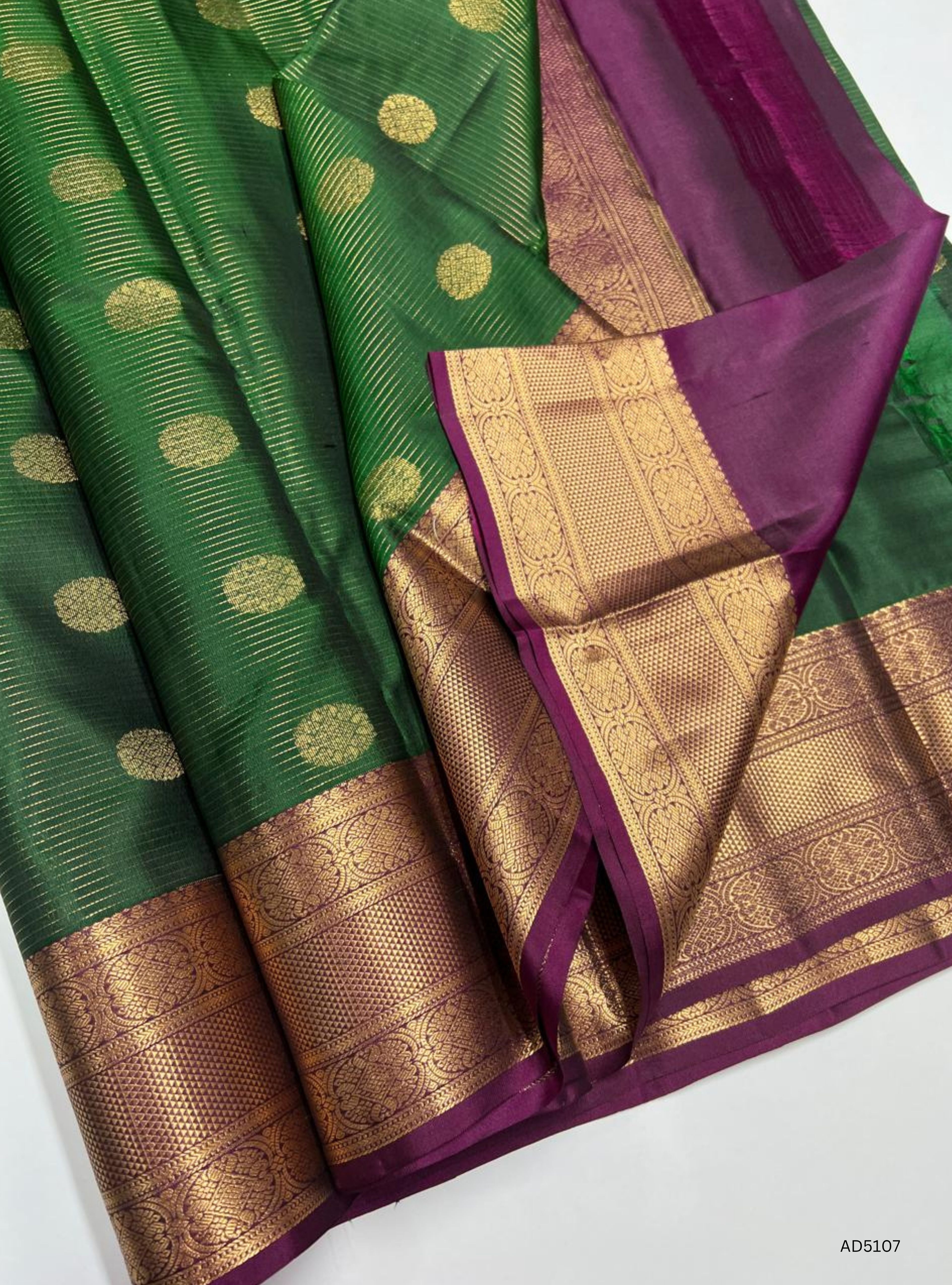 Green & Magenta Pink - Kanchi Border Soft Silk Saree