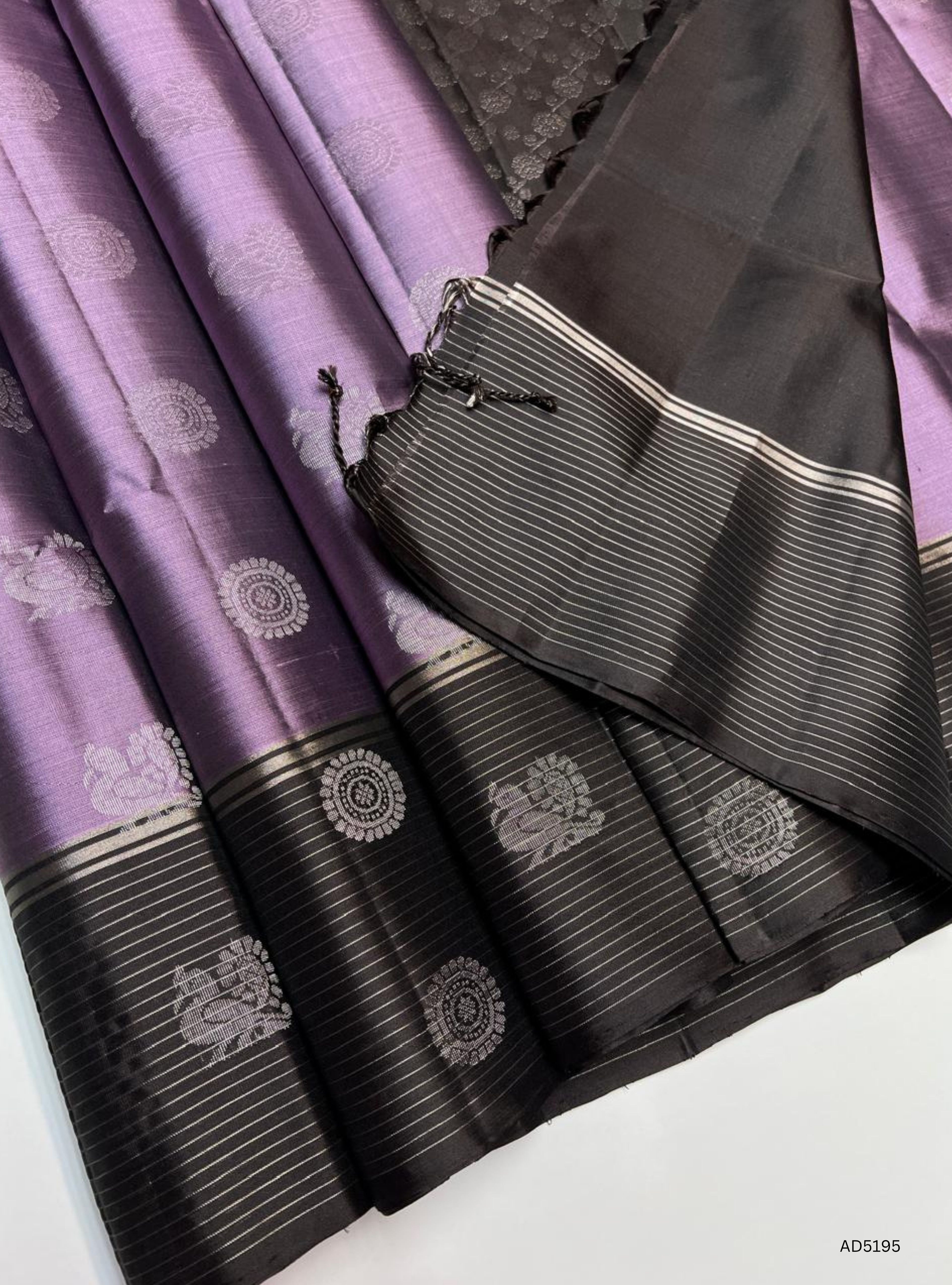 Lilac & Coffee Brown - Soft Silk Saree
