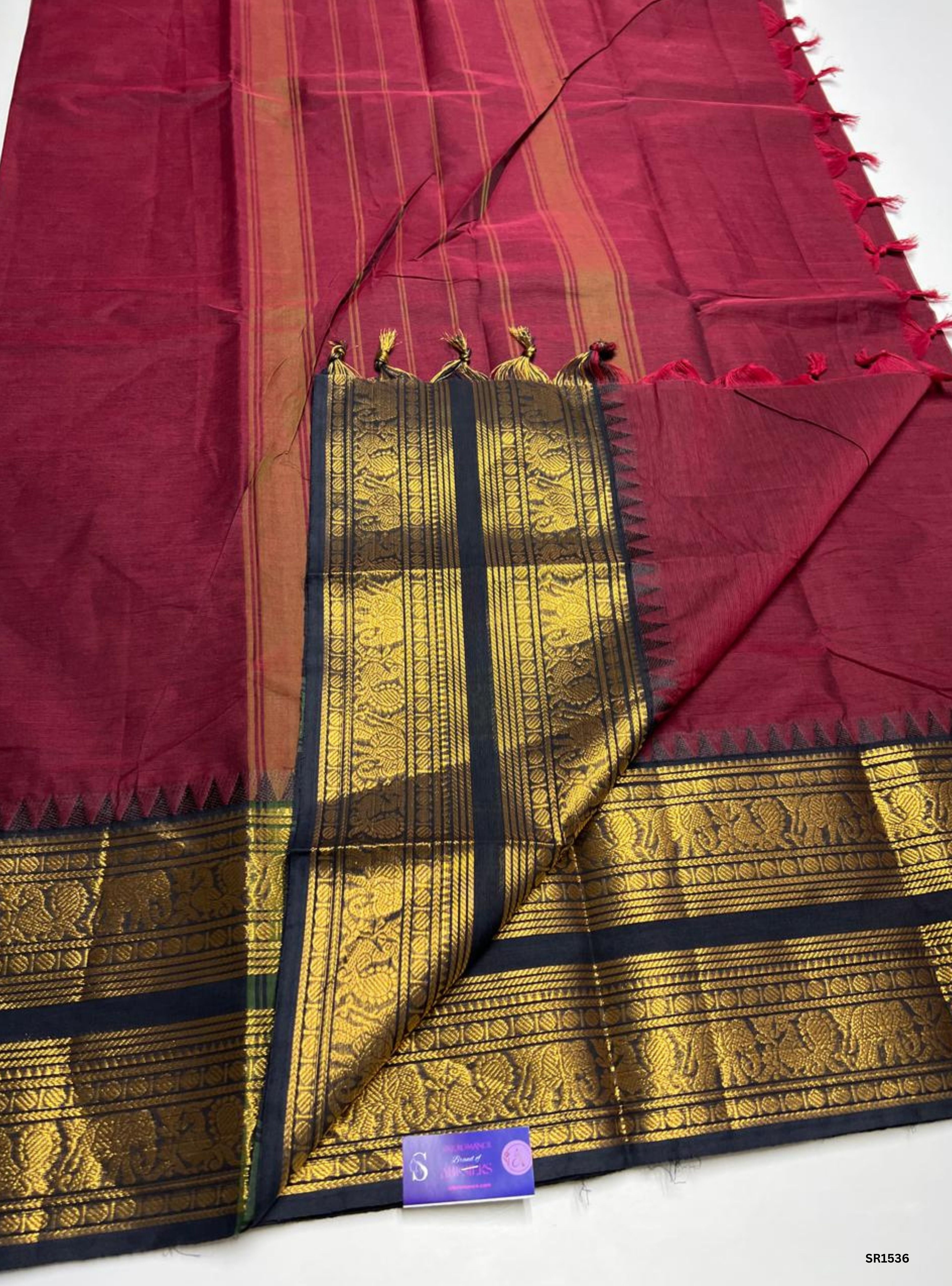 Maroon & Black - Kanchi Cotton Saree