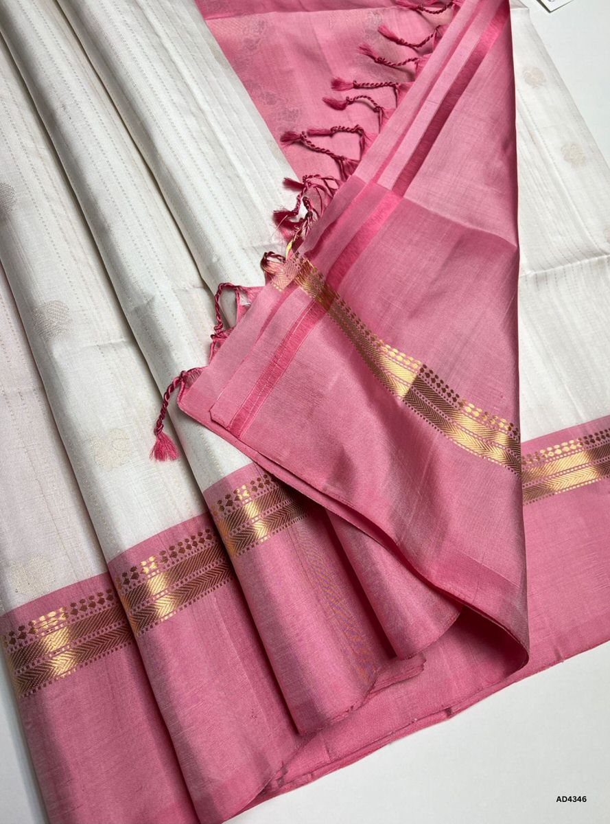 White & Pink - Vairoosi X Kanchi Border