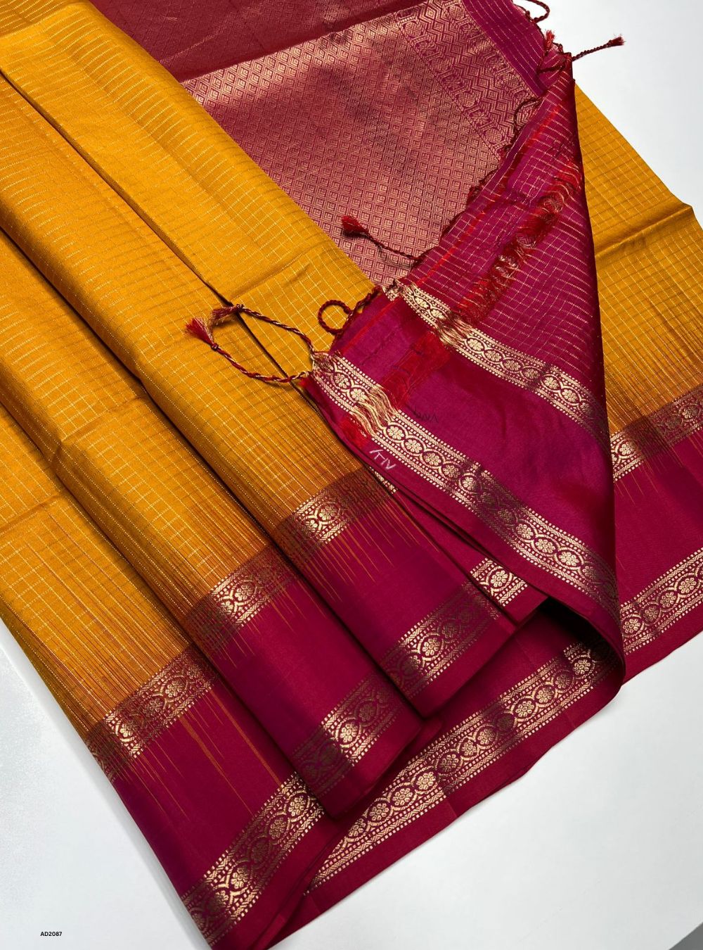 Mustard Yellow & Reddish Pink - Soft Silk Saree
