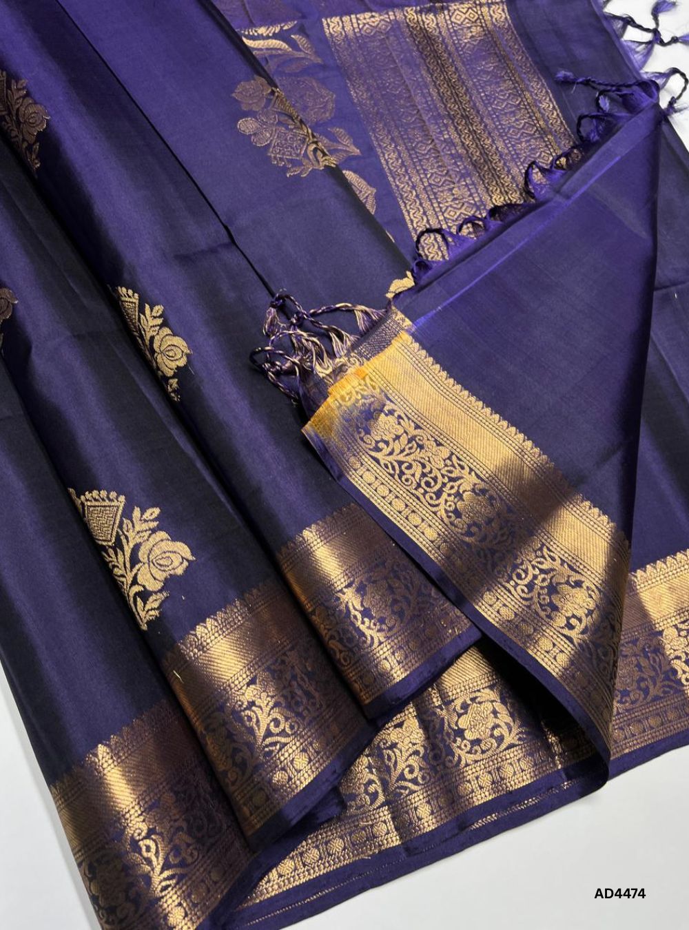 Egg Plant - Kanchi Border Soft Silk Saree