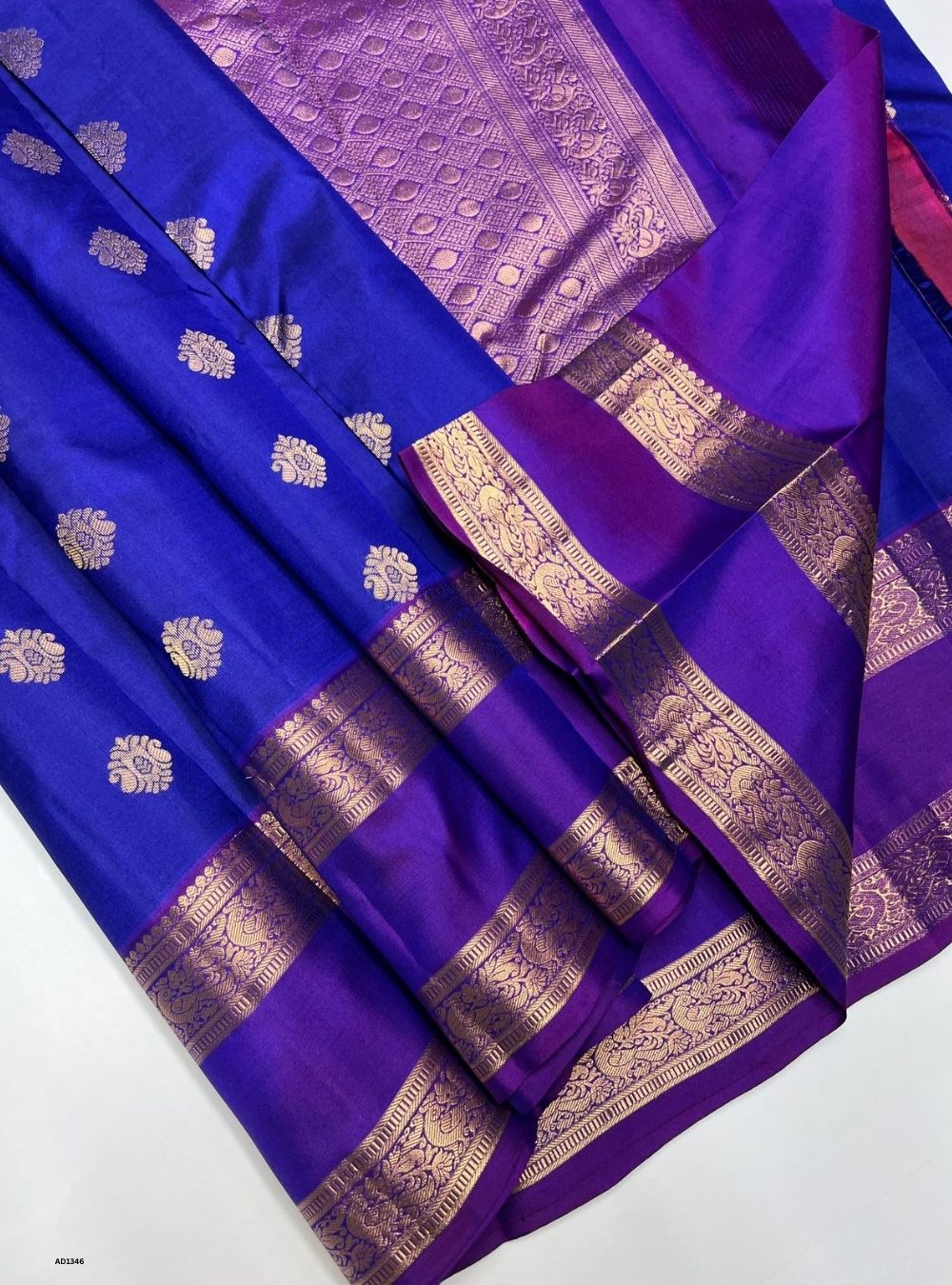 Royal Blue & Purple -  Soft Silk Saree