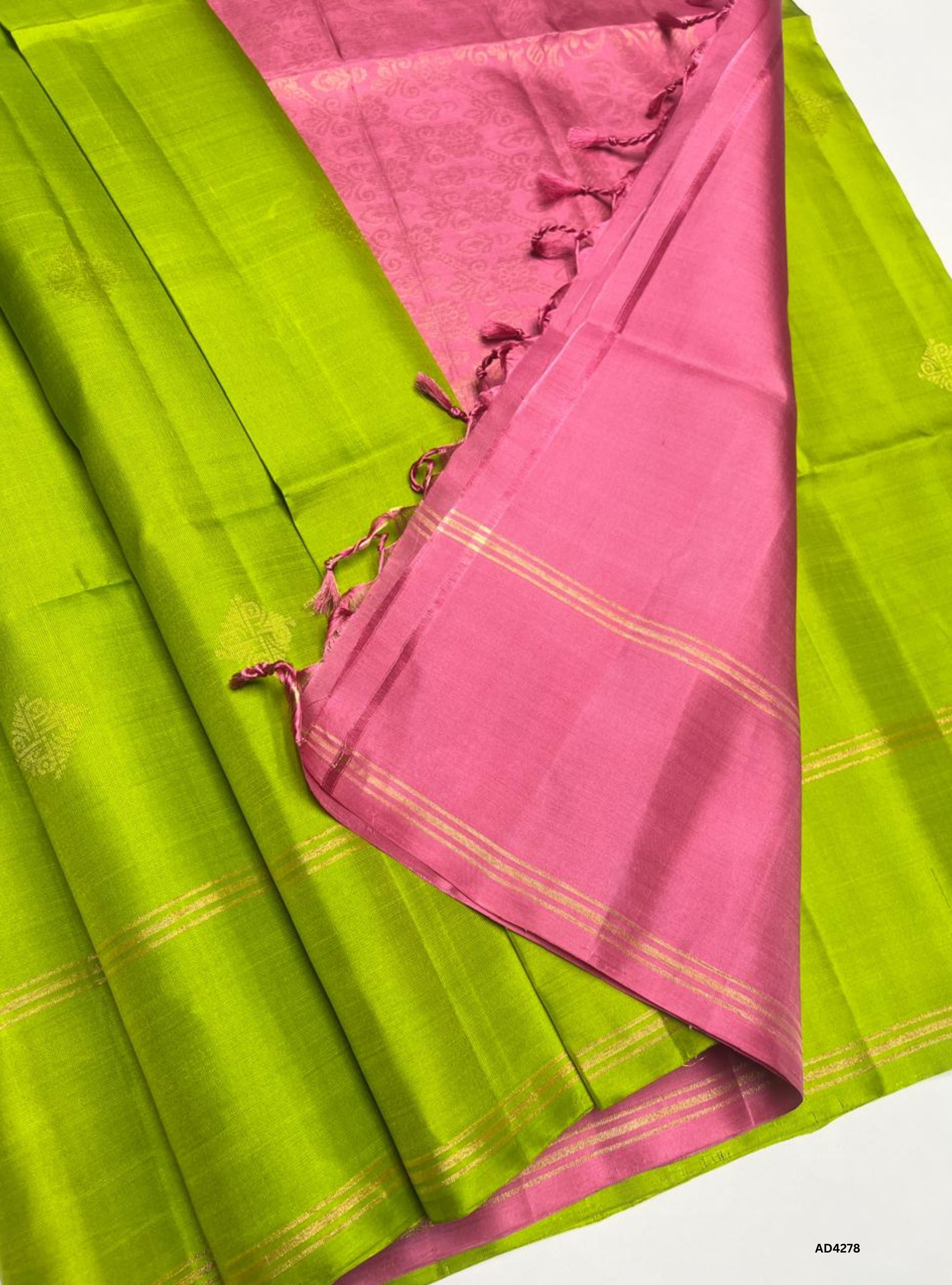 Green & Pink - Soft Silk Saree