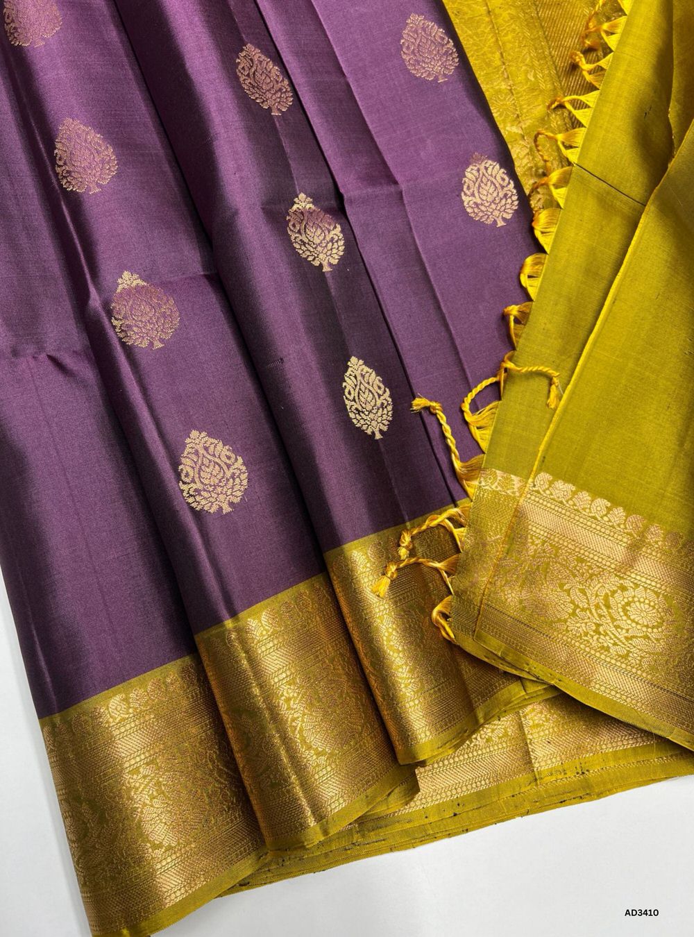 Grape & Mehendi Green - Soft Silk Saree