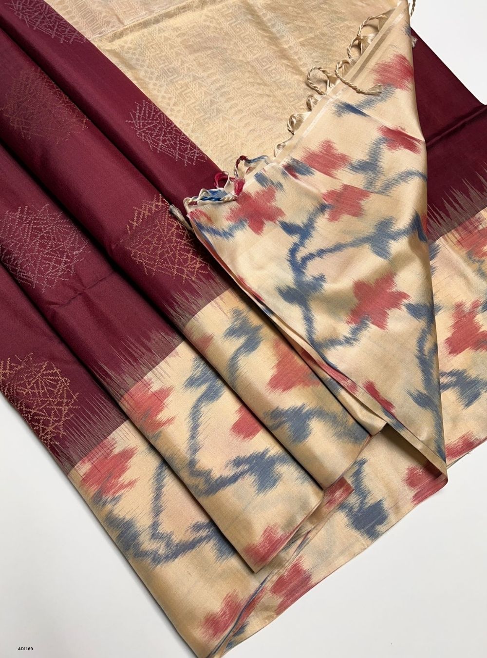 Brown & Cream - Soft Silk Saree