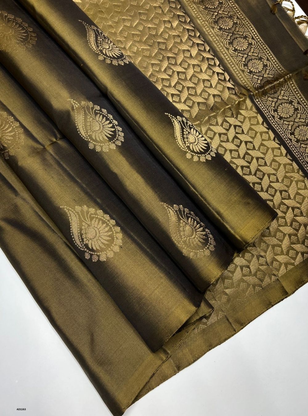 Olive Green  - Soft Silk Saree