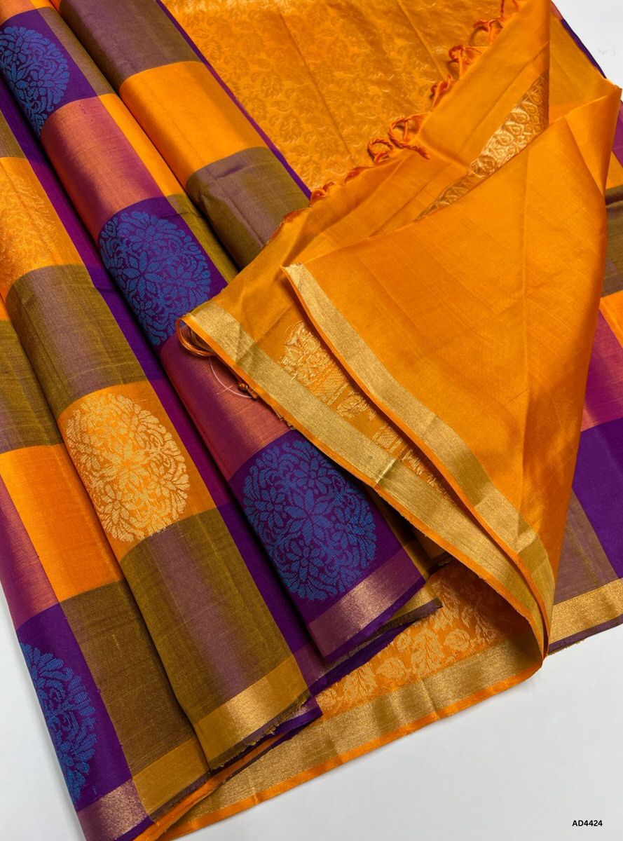 Purple & Mango Yellow - Pazhum Pazhamum Soft Silk Saree