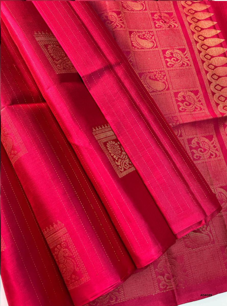 Redish pink - Soft Silk Saree
