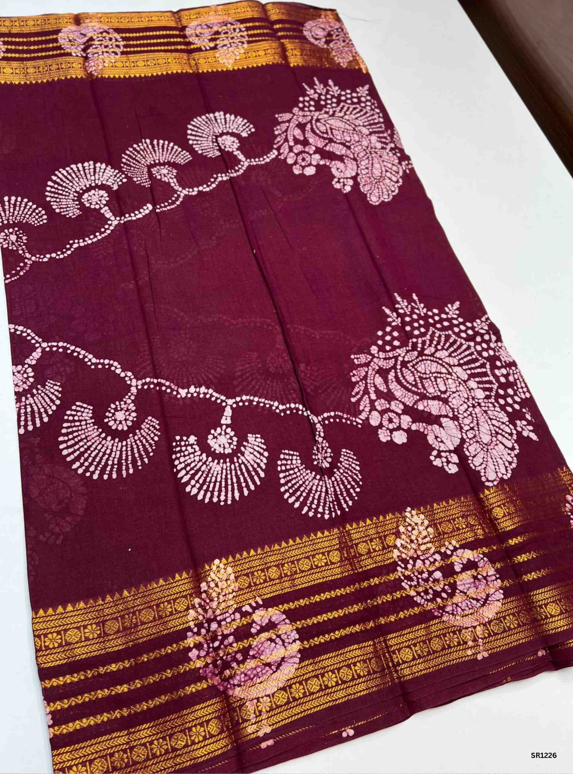 Maroon - Wax Chungudi Cotton