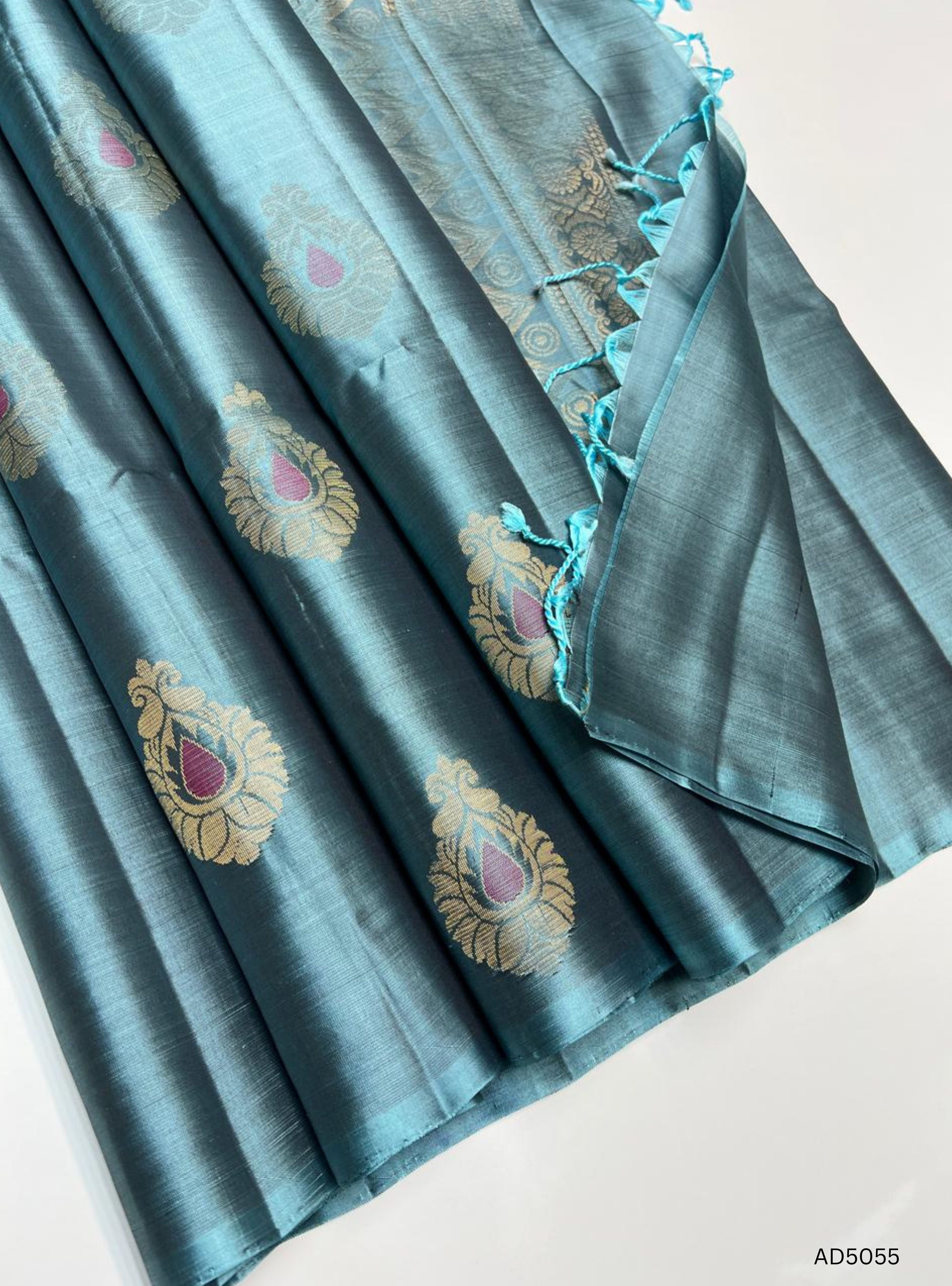 Cadet Blue - Soft Silk Saree