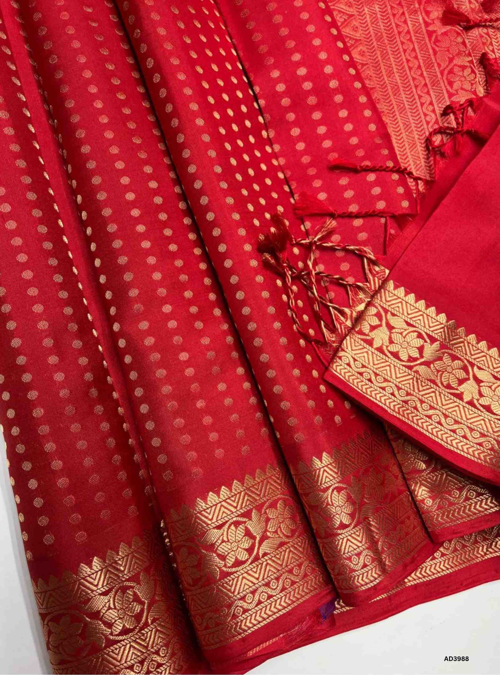 Red - Kanchi Border Soft Silk Saree