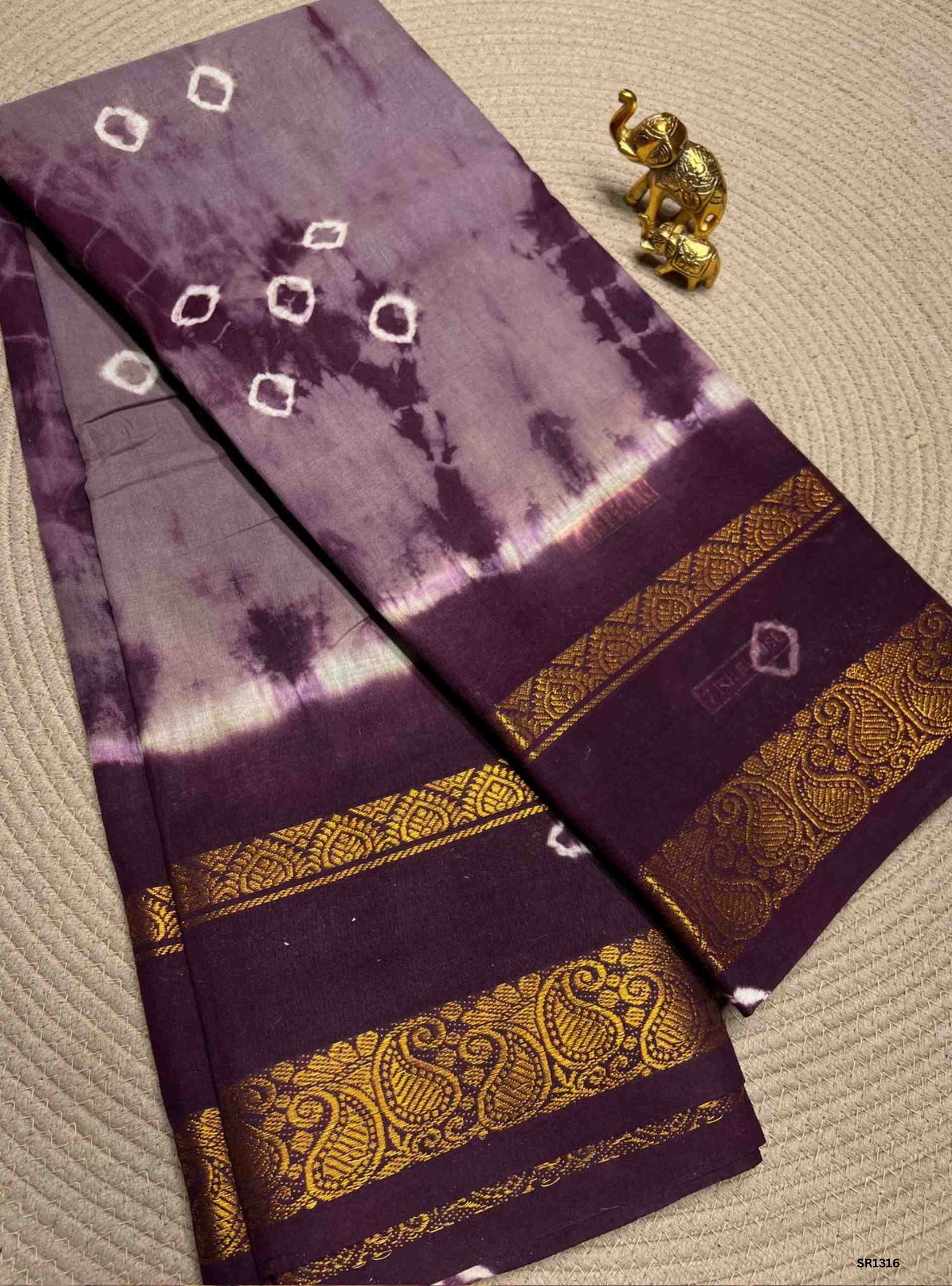 Choco & Plum - Bandhini Chungudi Cotton Saree