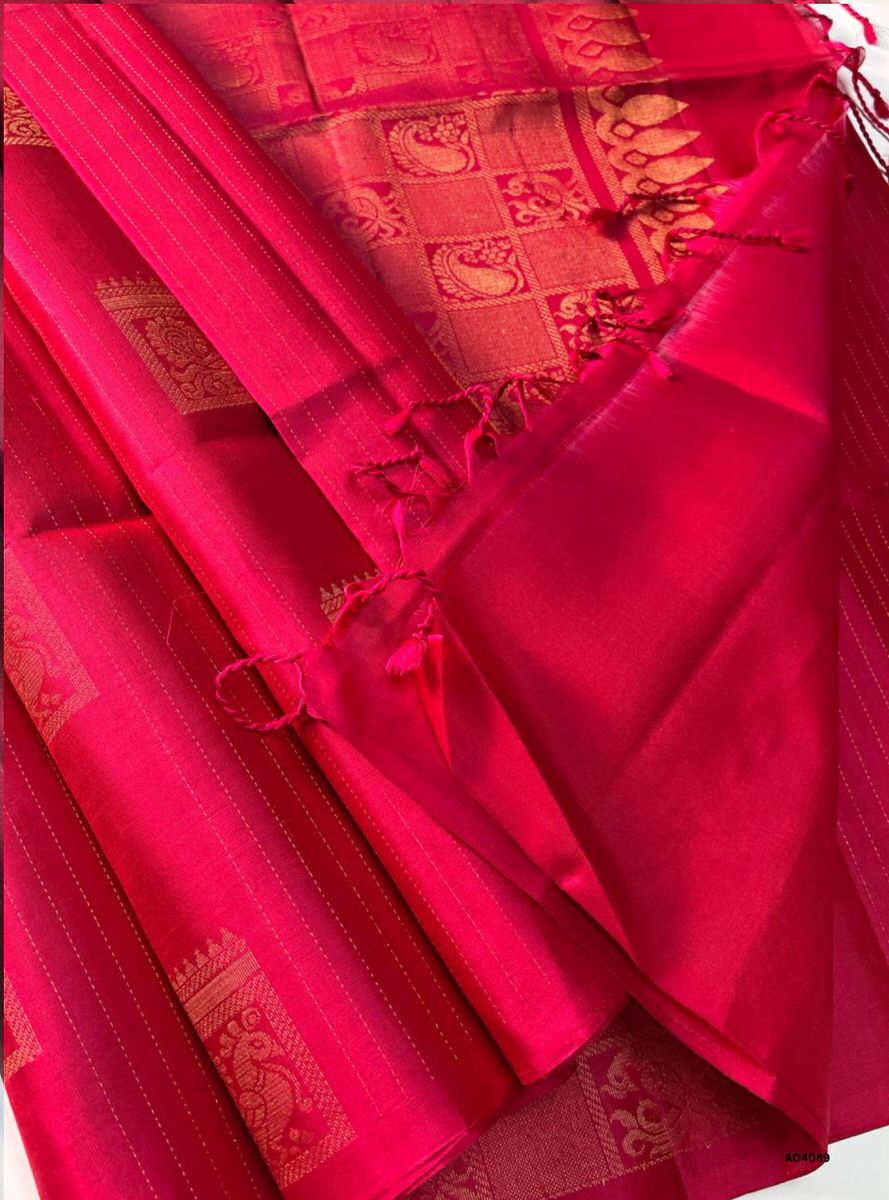 Redish pink - Soft Silk Saree