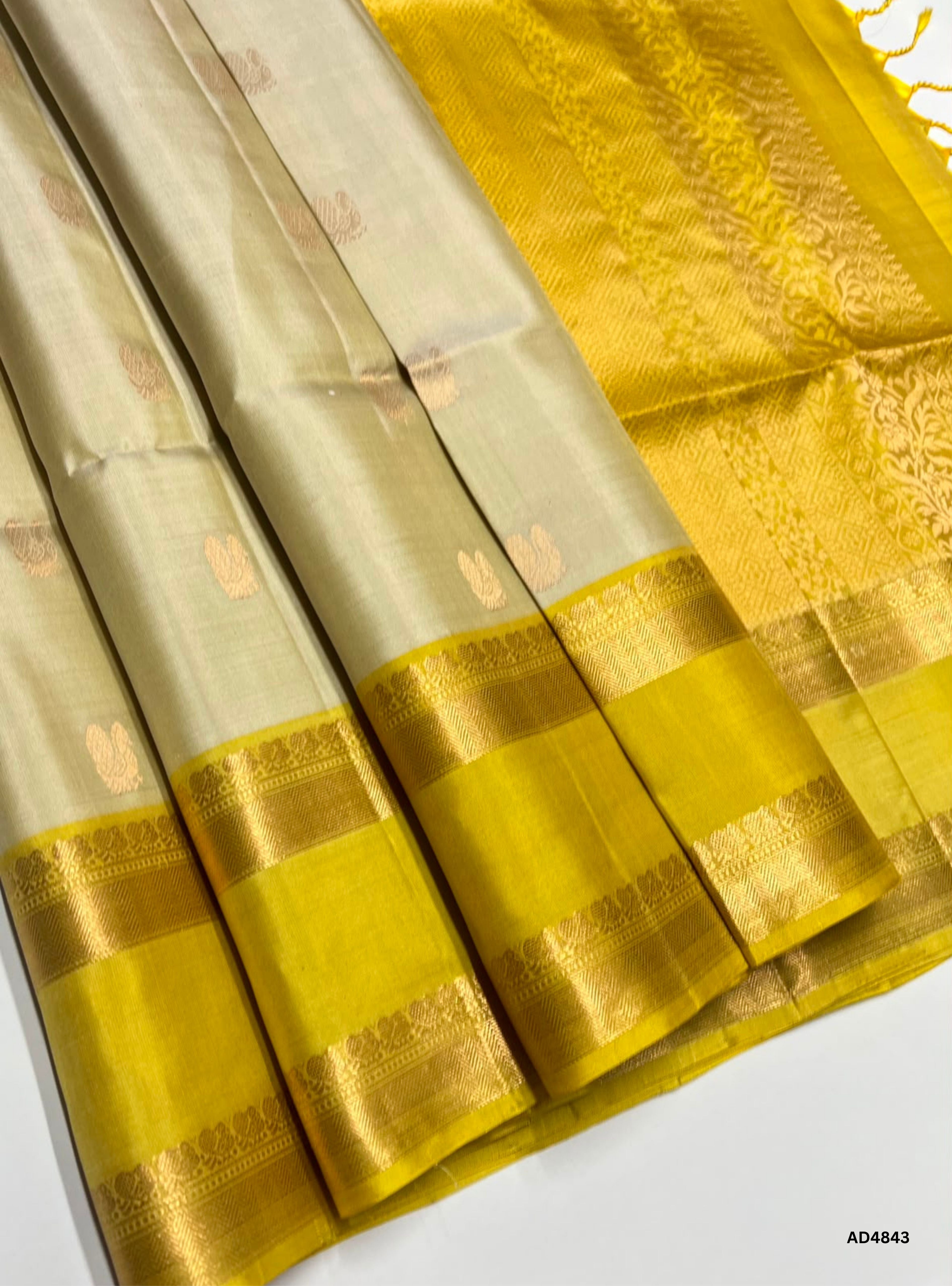 Beige & Yellow - Retta Pet Soft Silk Saree