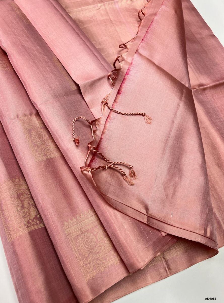 Cream Pink - Soft Silk Saree