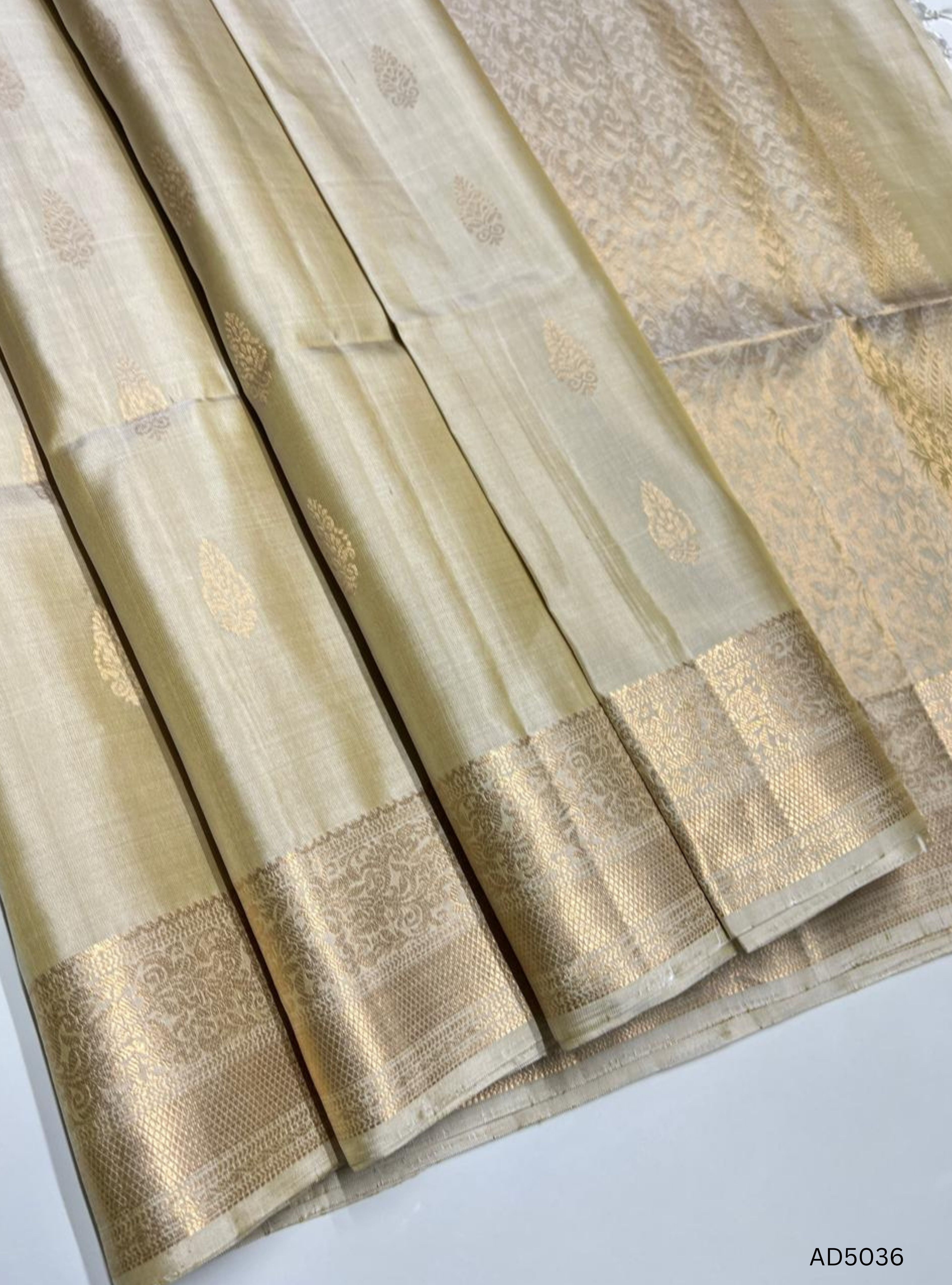 Beige - Kanchi Border Soft Silk Saree