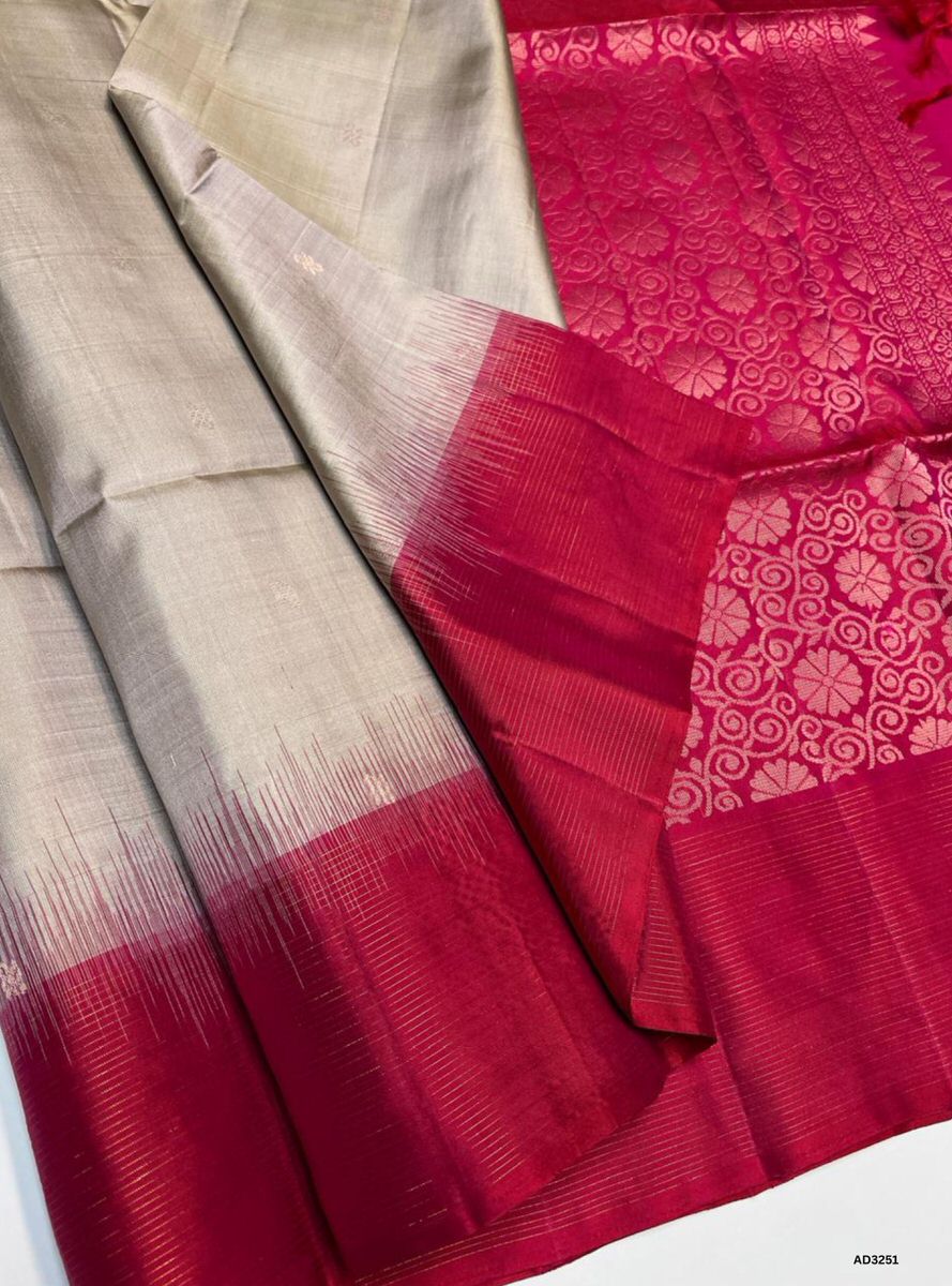 Dusty Grey Ganaga Jammuna - Soft Silk Saree