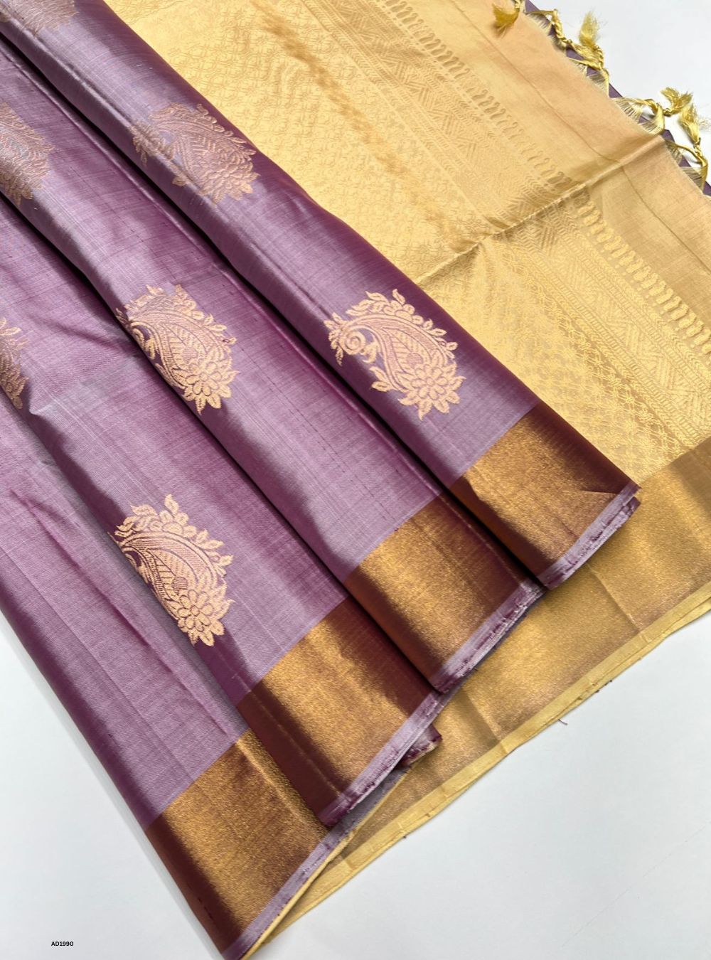 Pale Lavender & Cream - Soft Silk Saree