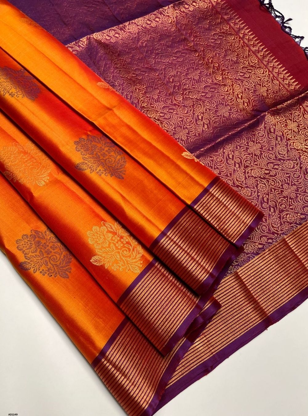 Mango Yellow & Purple - Soft Silk Saree