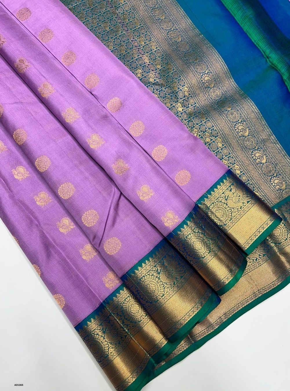 Lavender & Green -  Soft Silk Saree