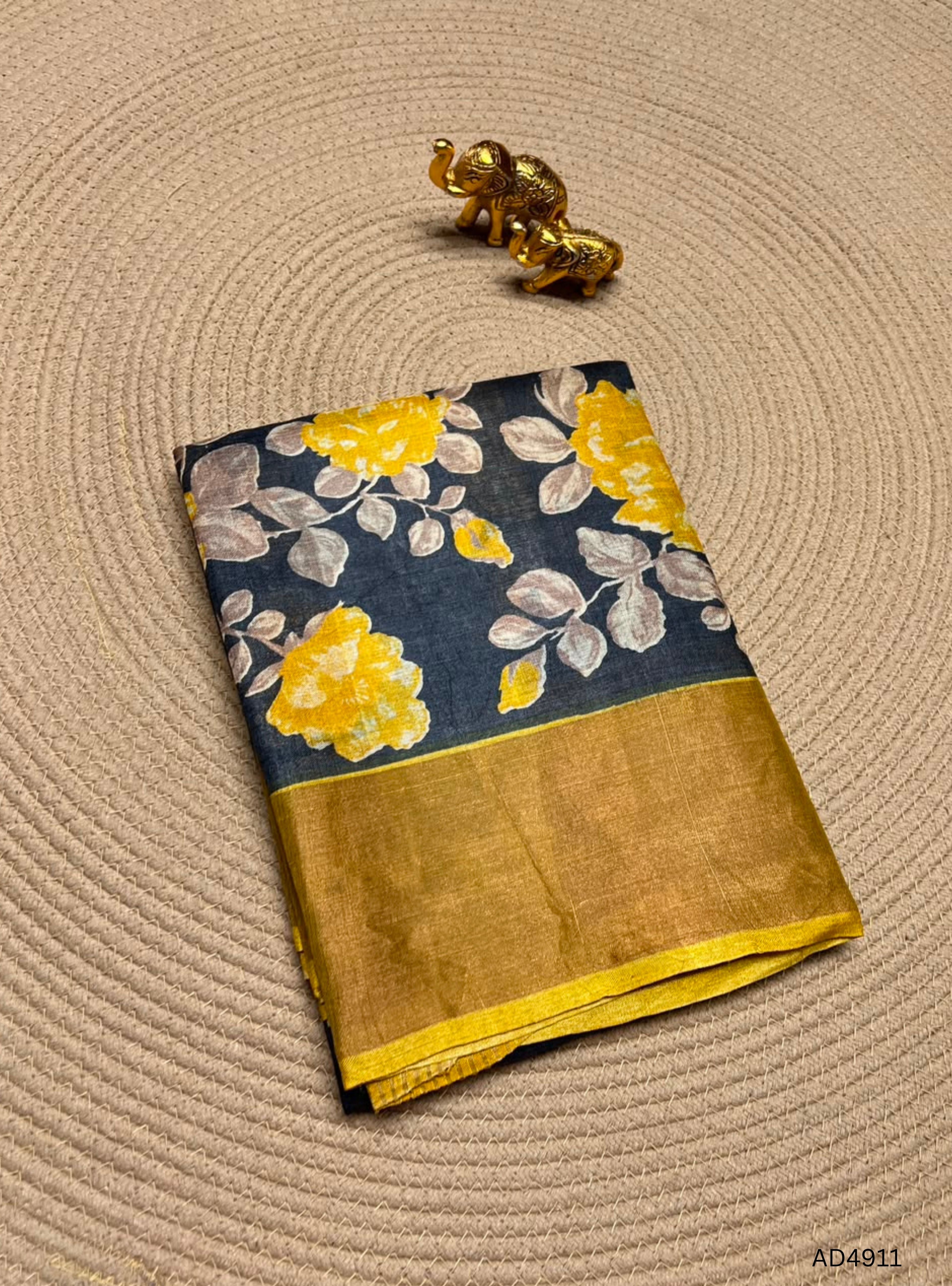 Black & Yellow - Pure Desi Tussar Saree