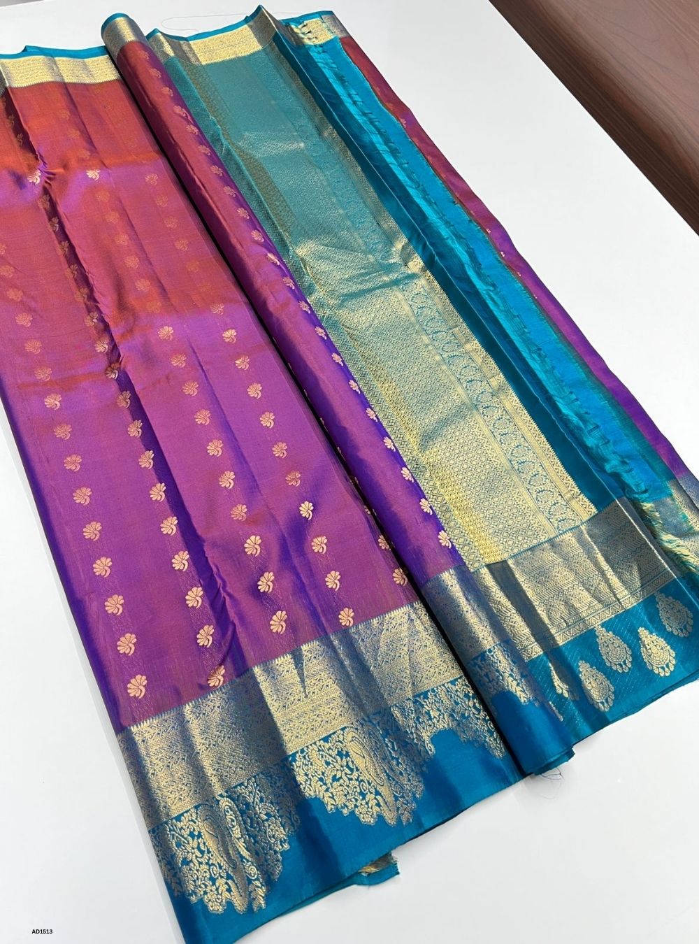 Purple & Rama Green -  Soft Silk Saree