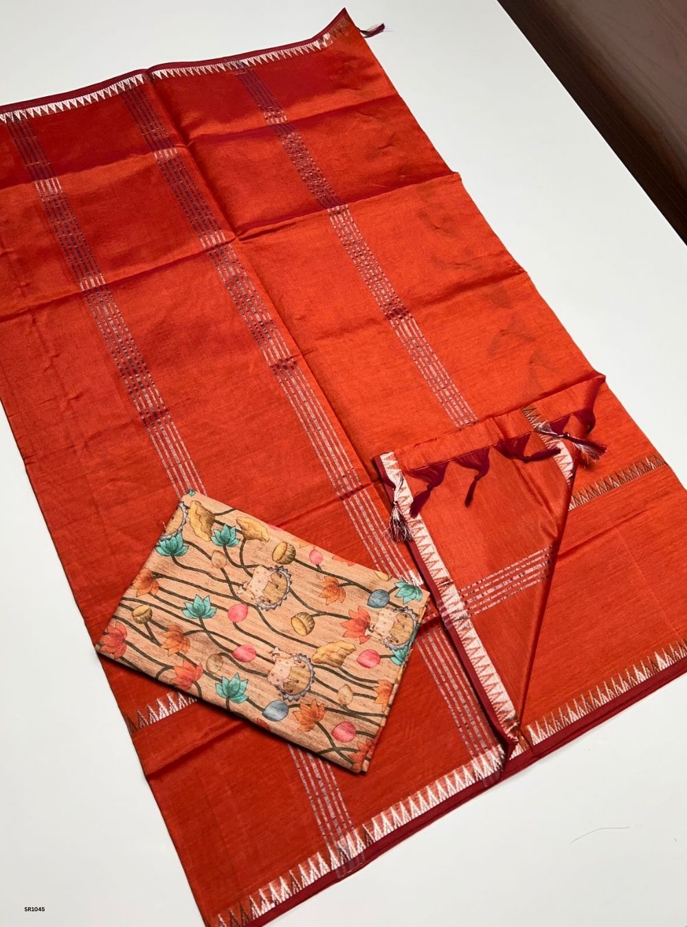 Orange - Mangalagiri  Silk Cotton
