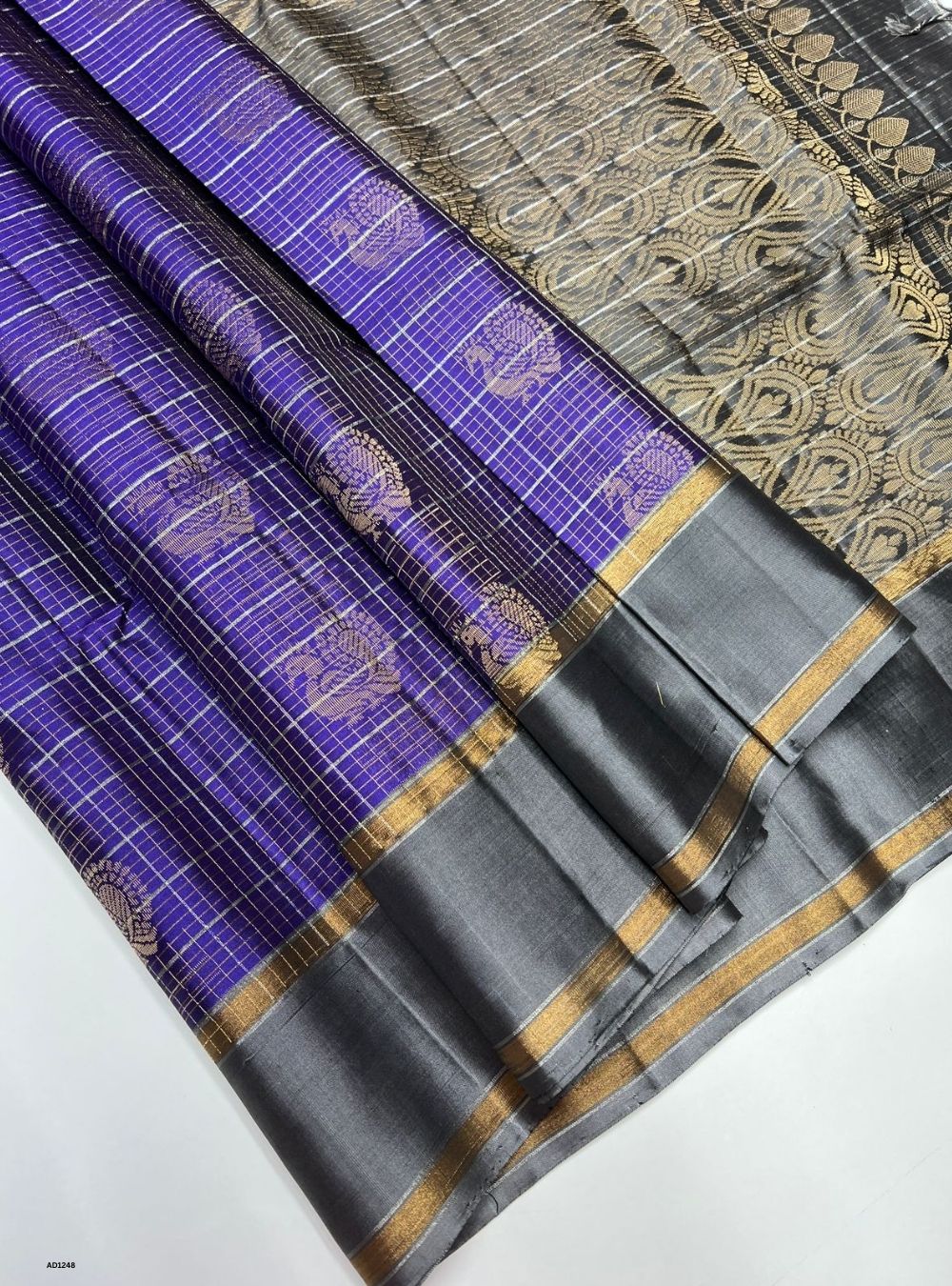 Purple & Grey -  Soft Silk Saree