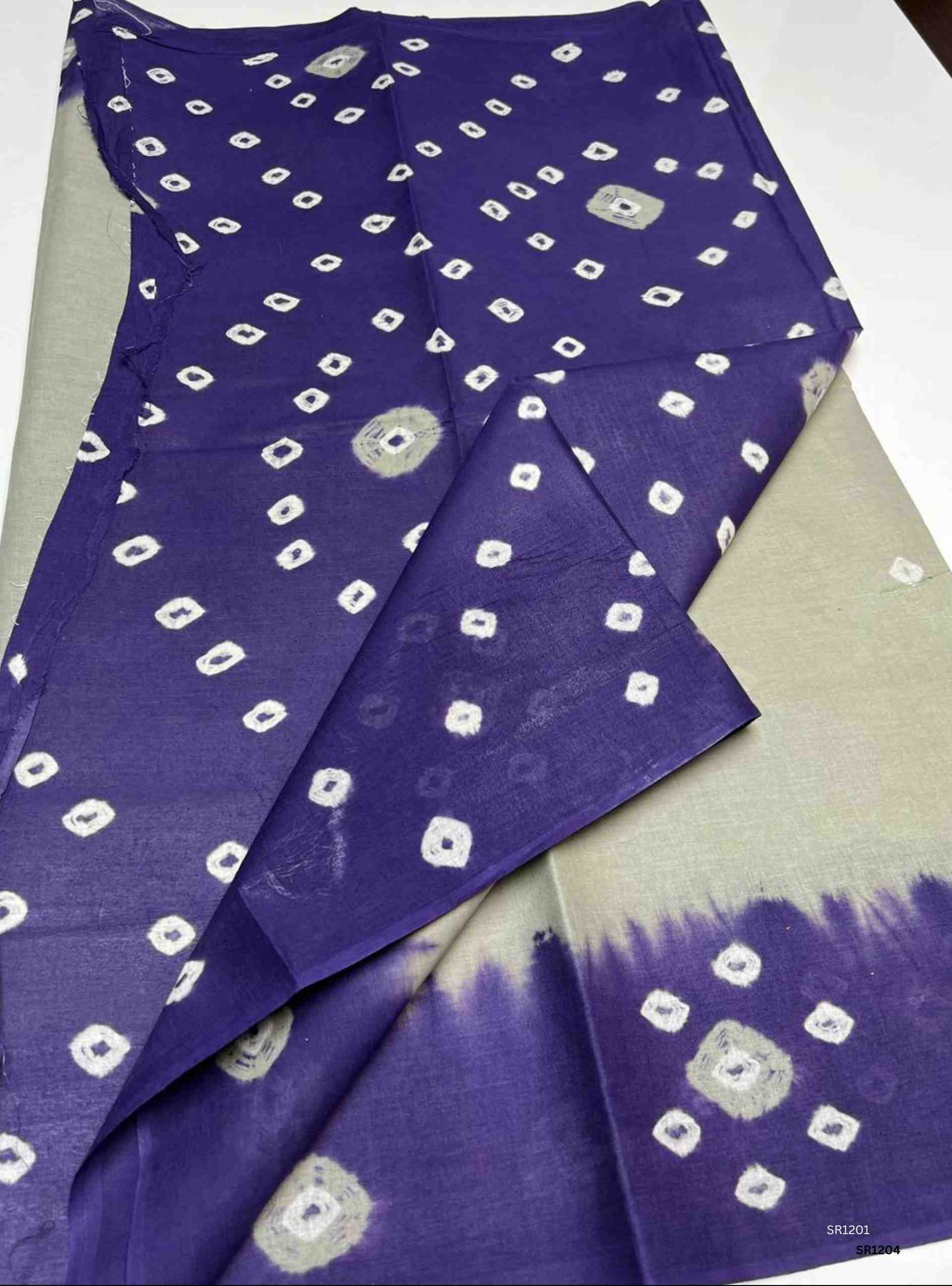 Grey & Violet - Bandhini Cotton Saree