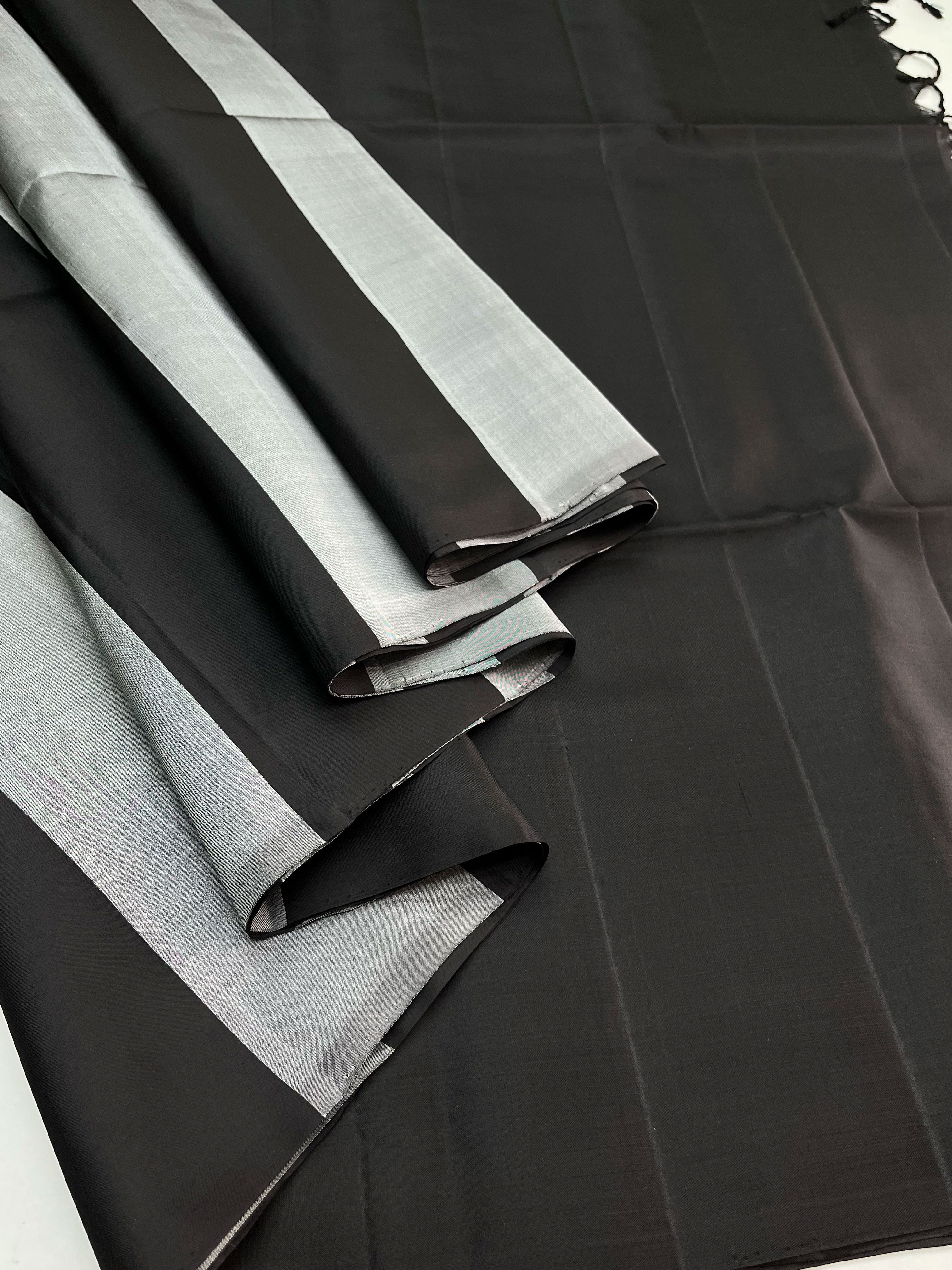 Black with Grey Strip soft silk saree