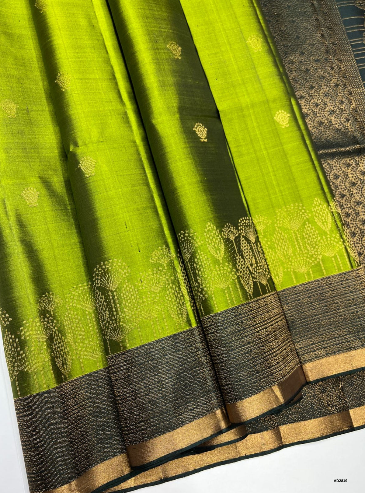 Green turning border soft silk saree
