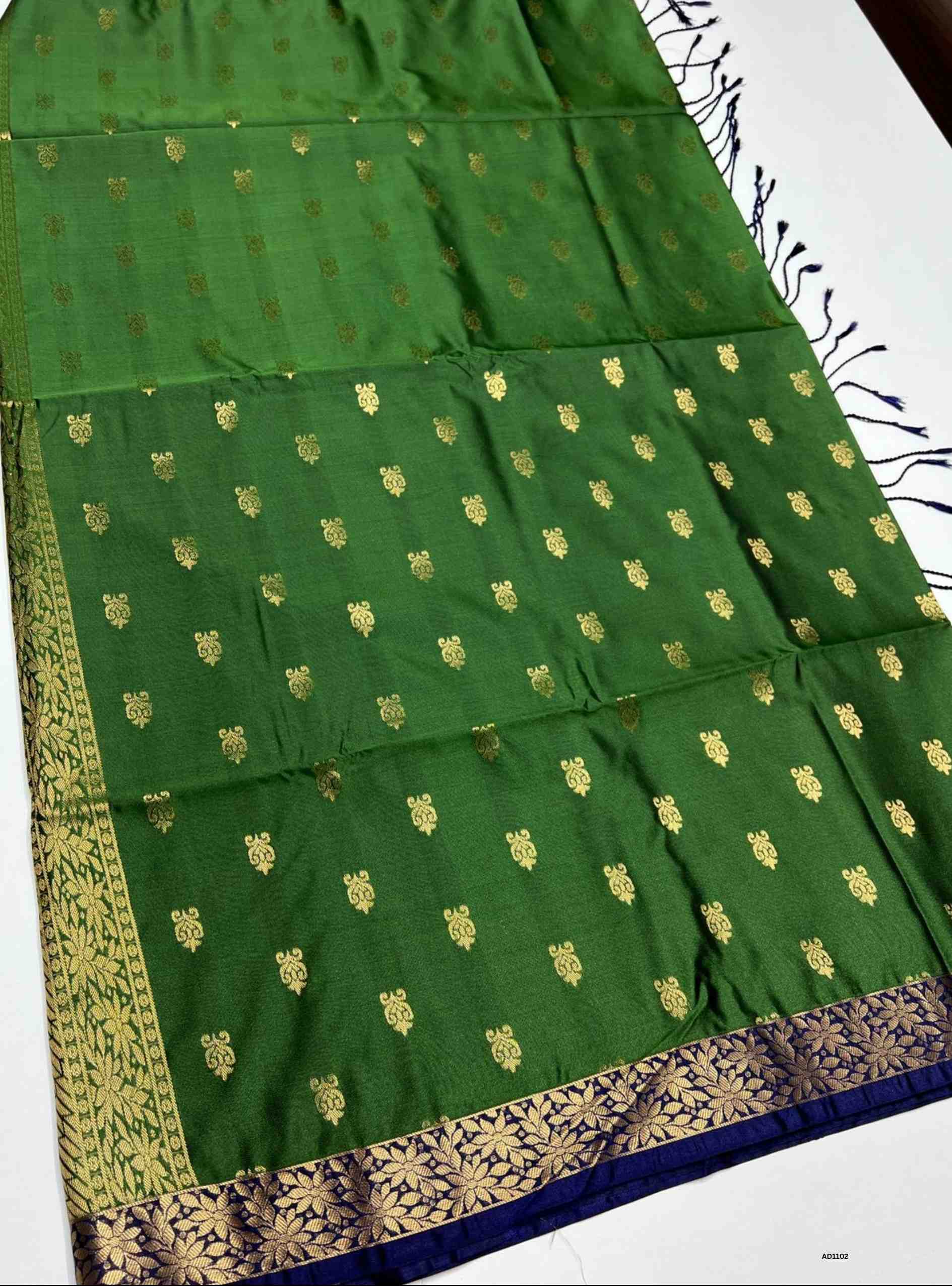 Green &Navy-semi silk