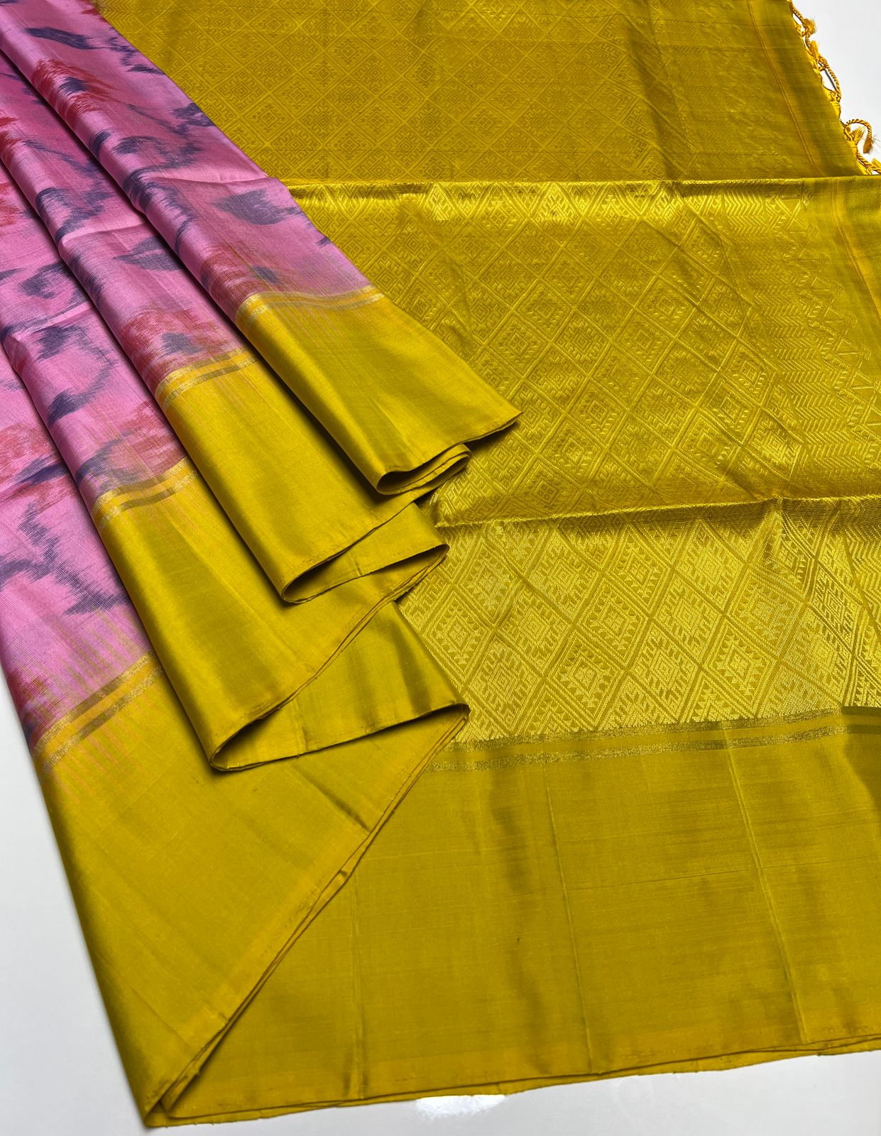 Pink & Yellow - Soft Silk Saree