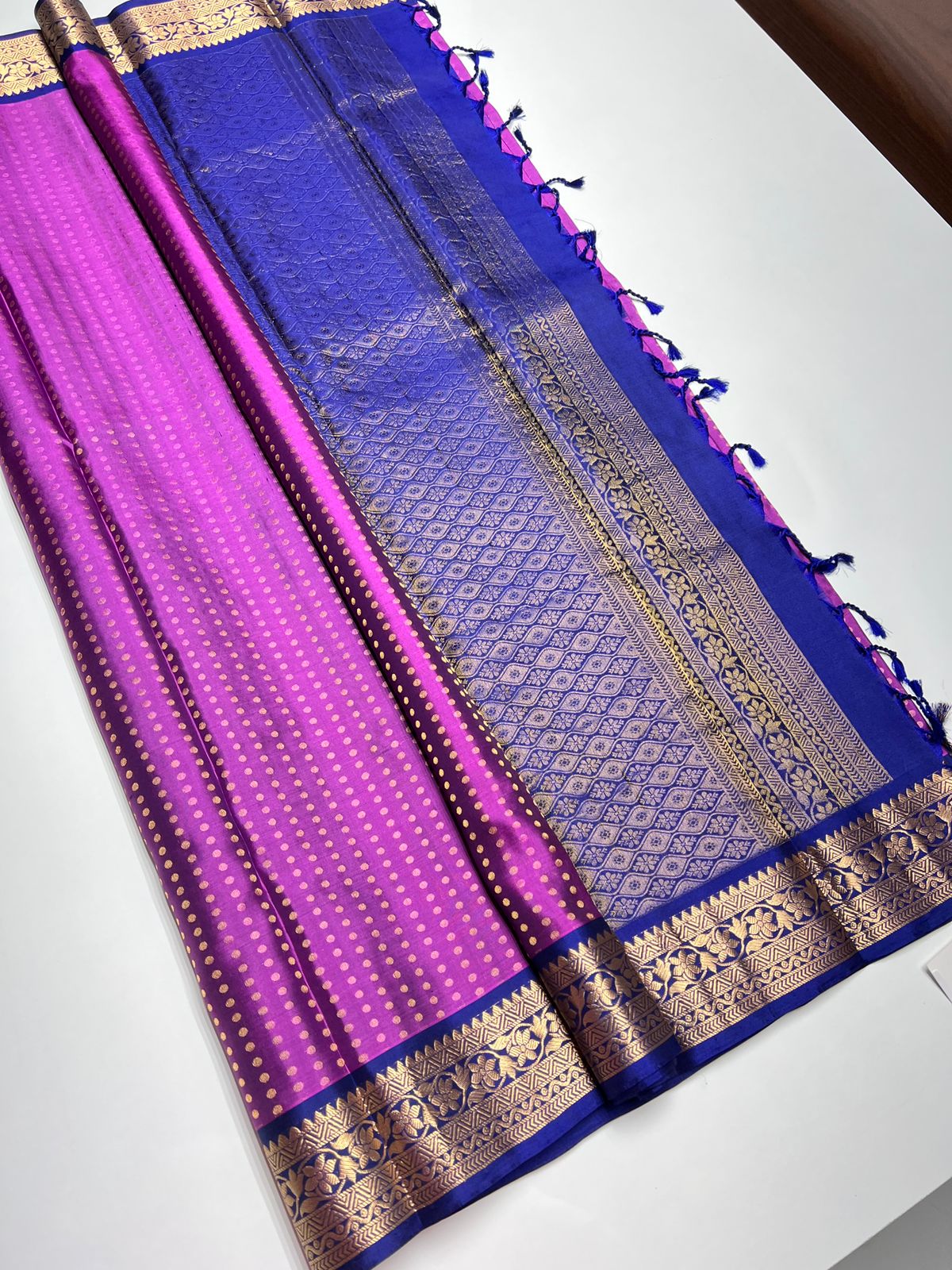 Magenta & Blue - Soft Silk Saree