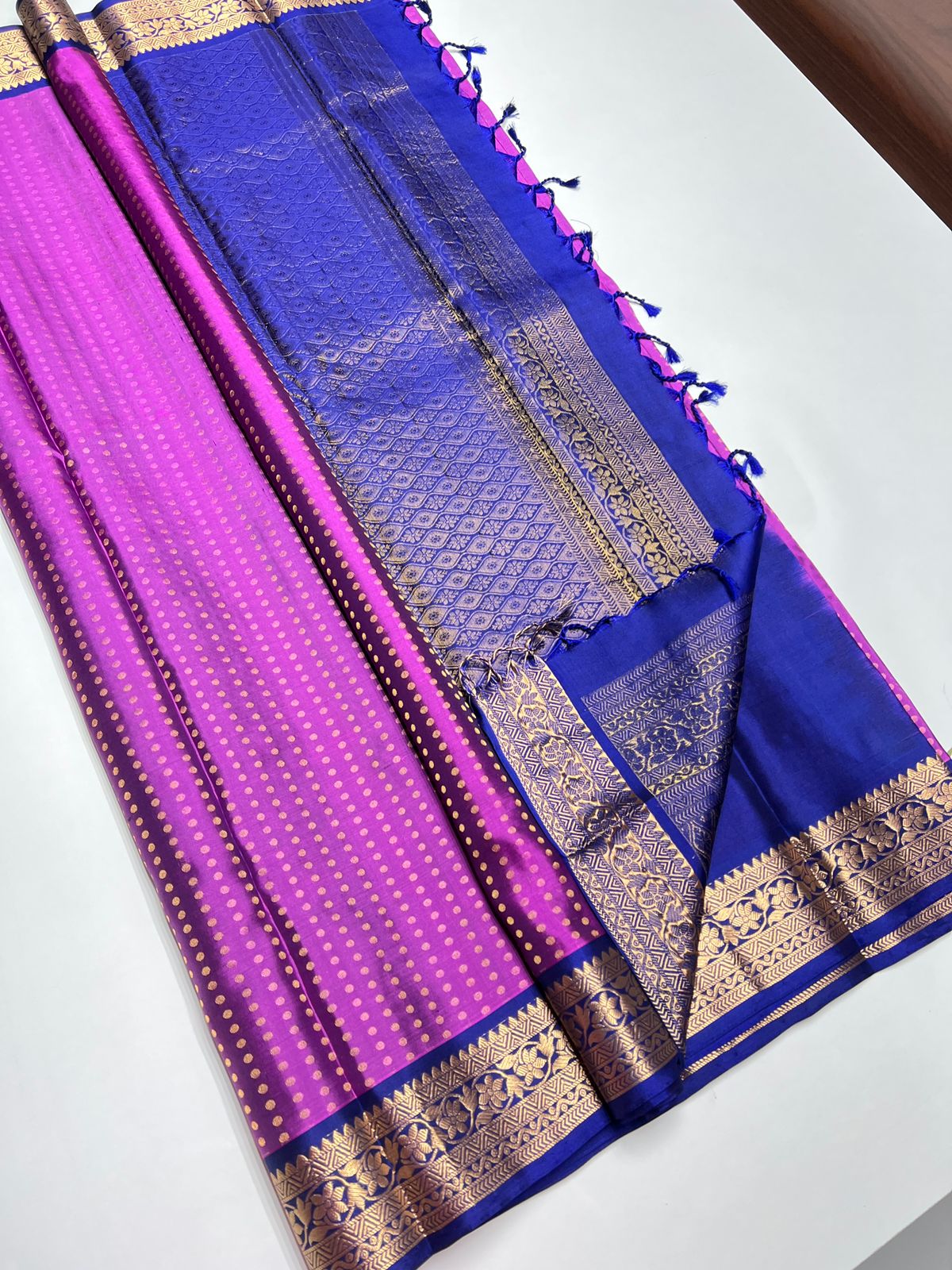 Magenta & Blue - Soft Silk Saree