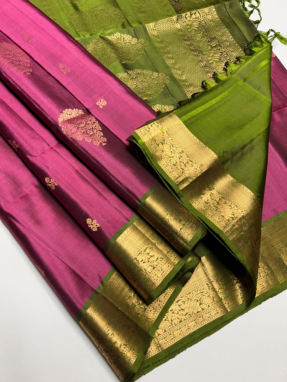 Magenta & Green - Soft Silk Saree