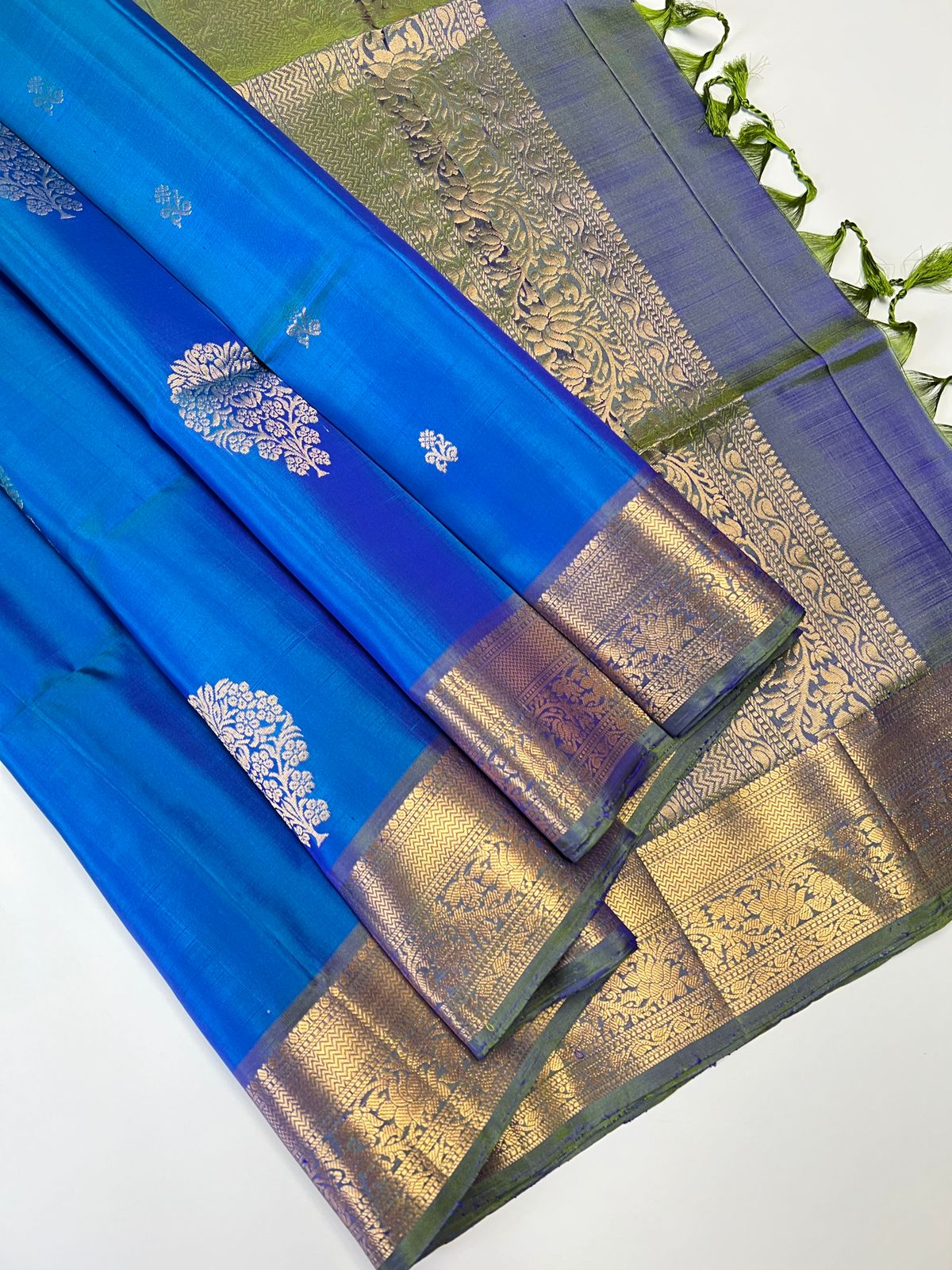 Peacock Blue & Green- Soft Silk Saree